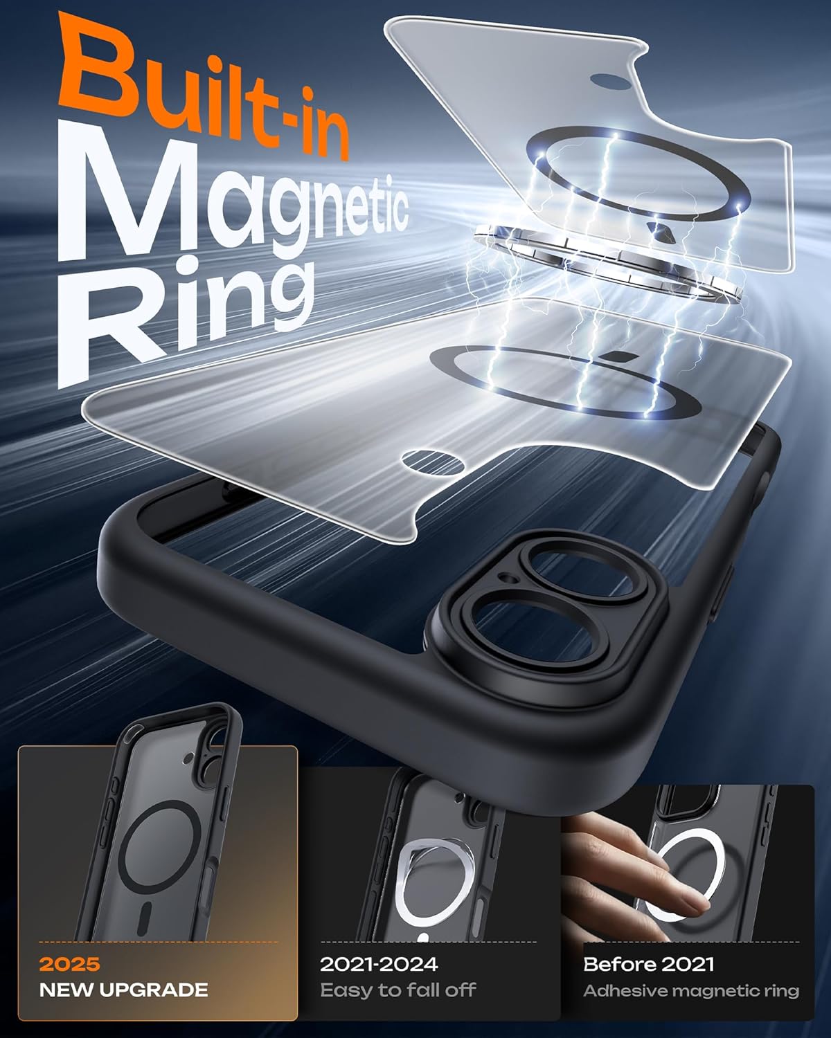 TOCOL Phone Case with Full Camera Protection and Built-in Magnetic Ring for NEW