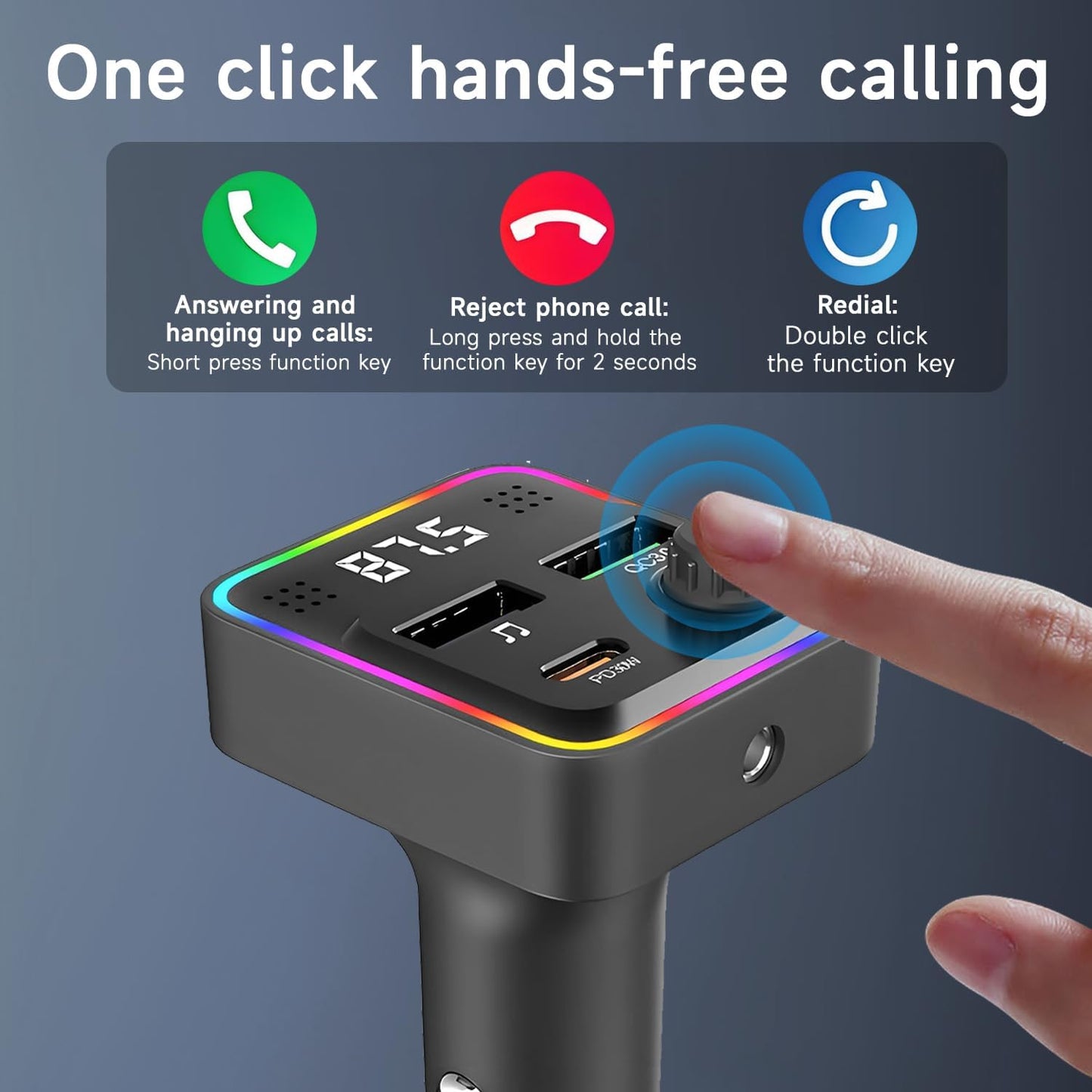 Bluetooth Automobile Charger 5.3 FM Transmitter USB-C Black NEW