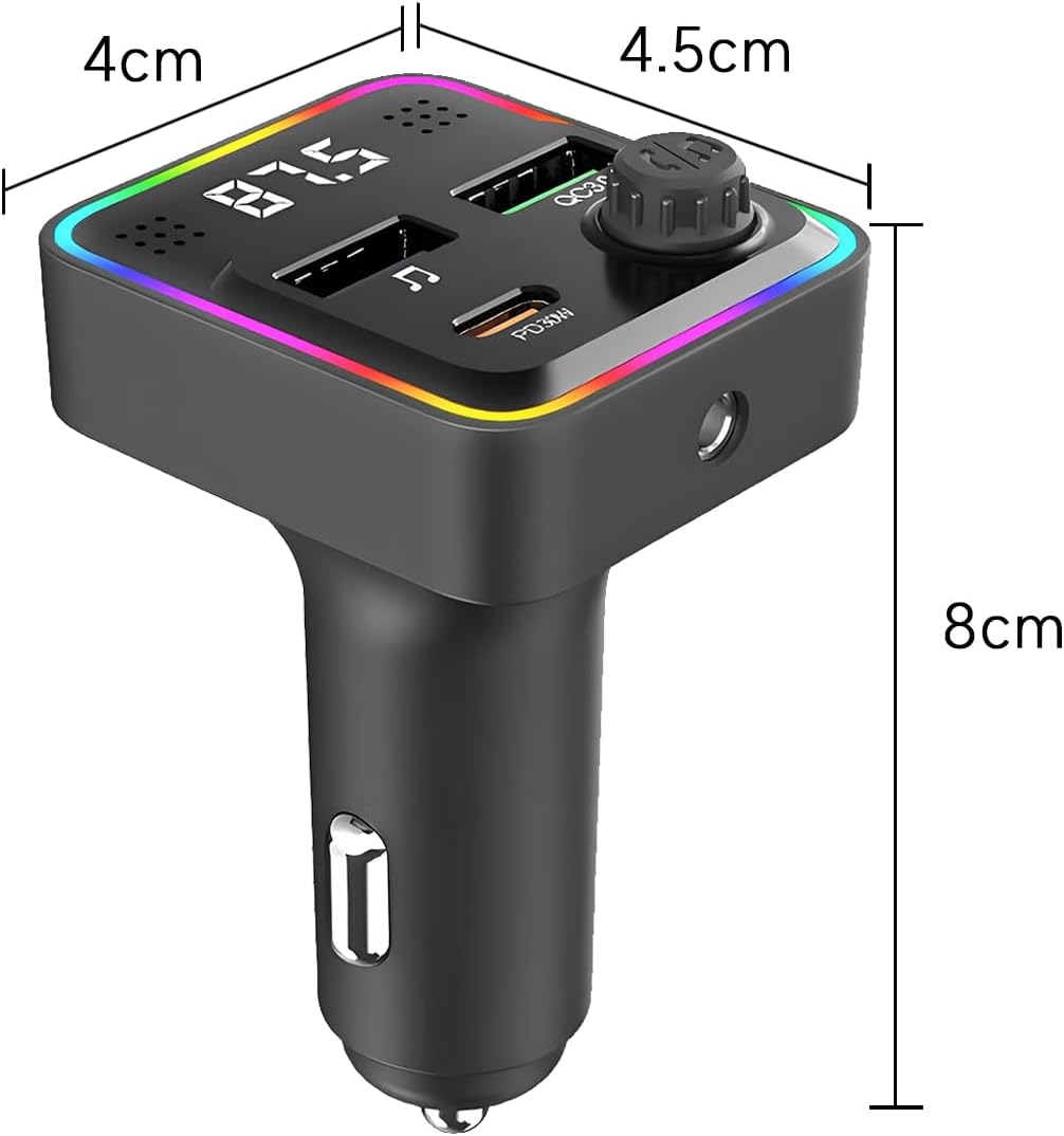 Bluetooth Automobile Charger 5.3 FM Transmitter USB-C Black NEW