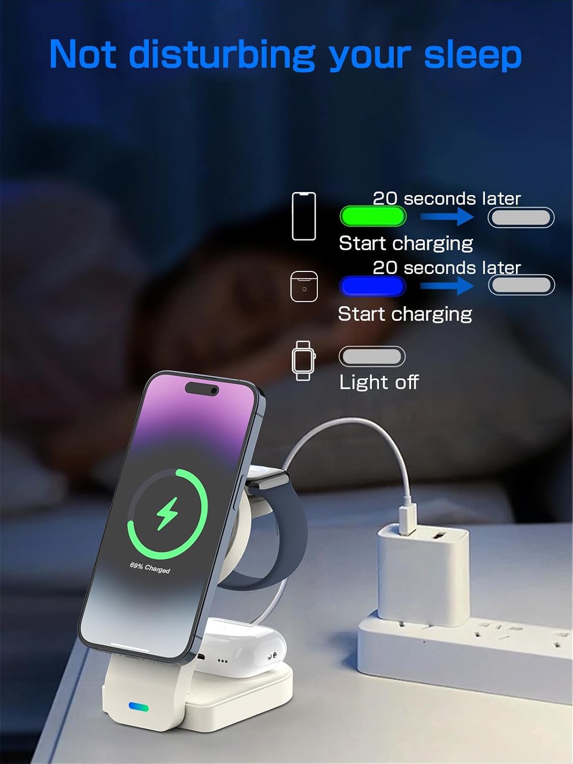 Versatile 3-in-1 Foldable Charging Station for Multiple Devices - White DEMO