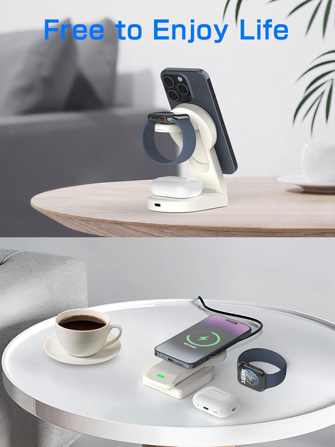 Versatile 3-in-1 Foldable Charging Station for Multiple Devices - White DEMO