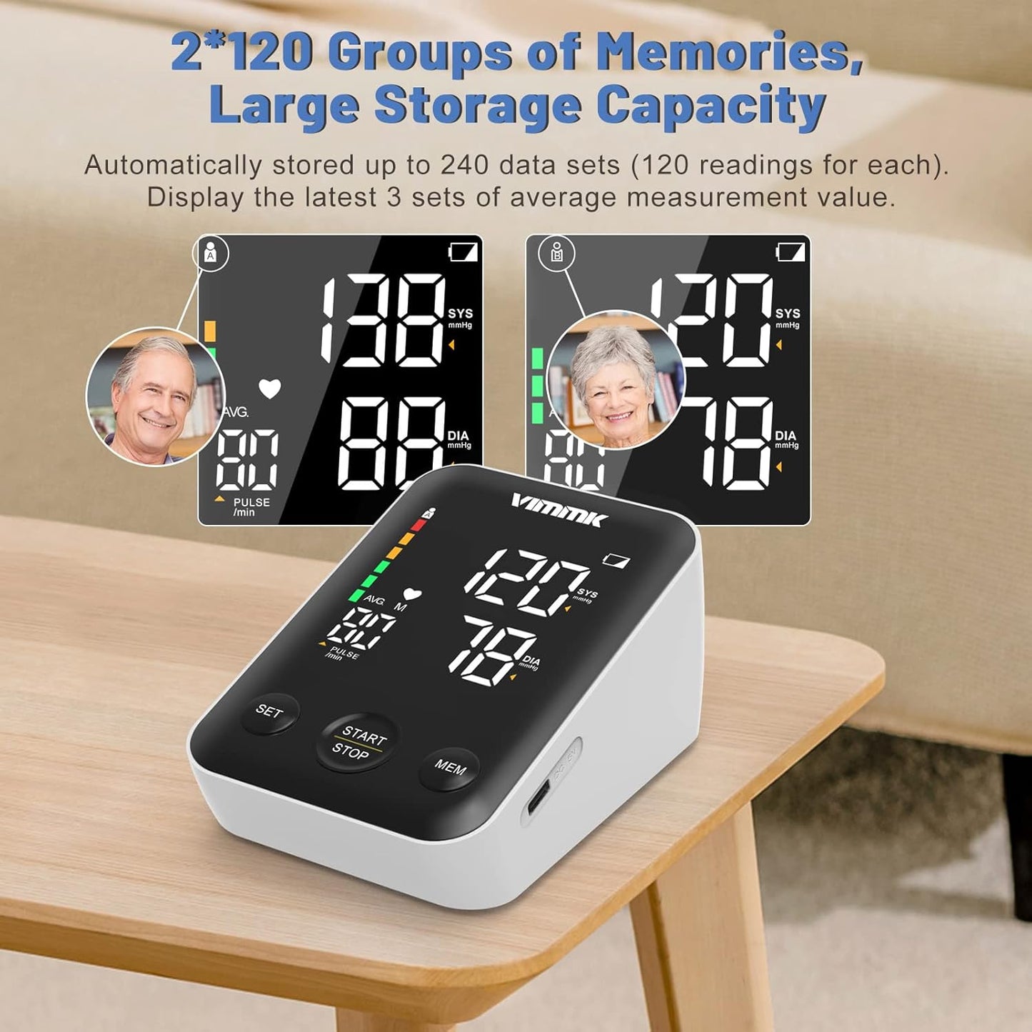 Vimmk Upper Arm Blood Pressure Monitor for Home Use - Accurate Readings DEMO