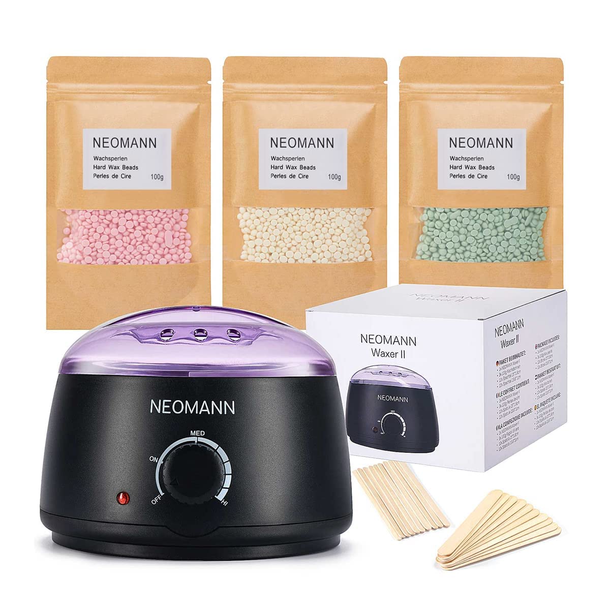 NEOMANN 500ml Non-Sticky Teflon-Coated Hair Removal Wax Warmer, Black Size NEW