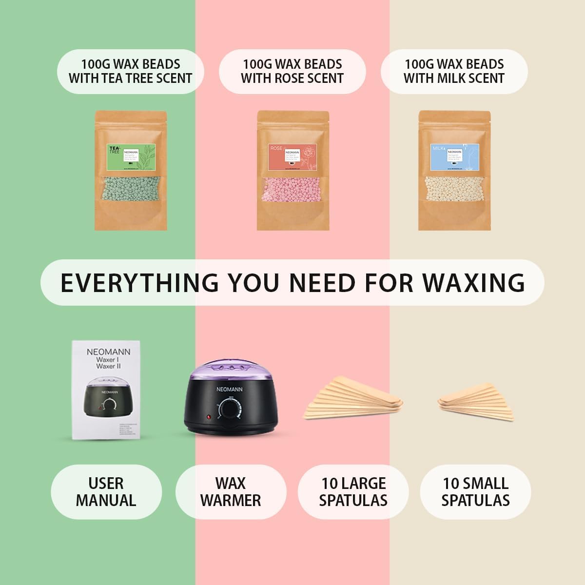 NEOMANN 500ml Non-Sticky Teflon-Coated Hair Removal Wax Warmer, Black Size NEW