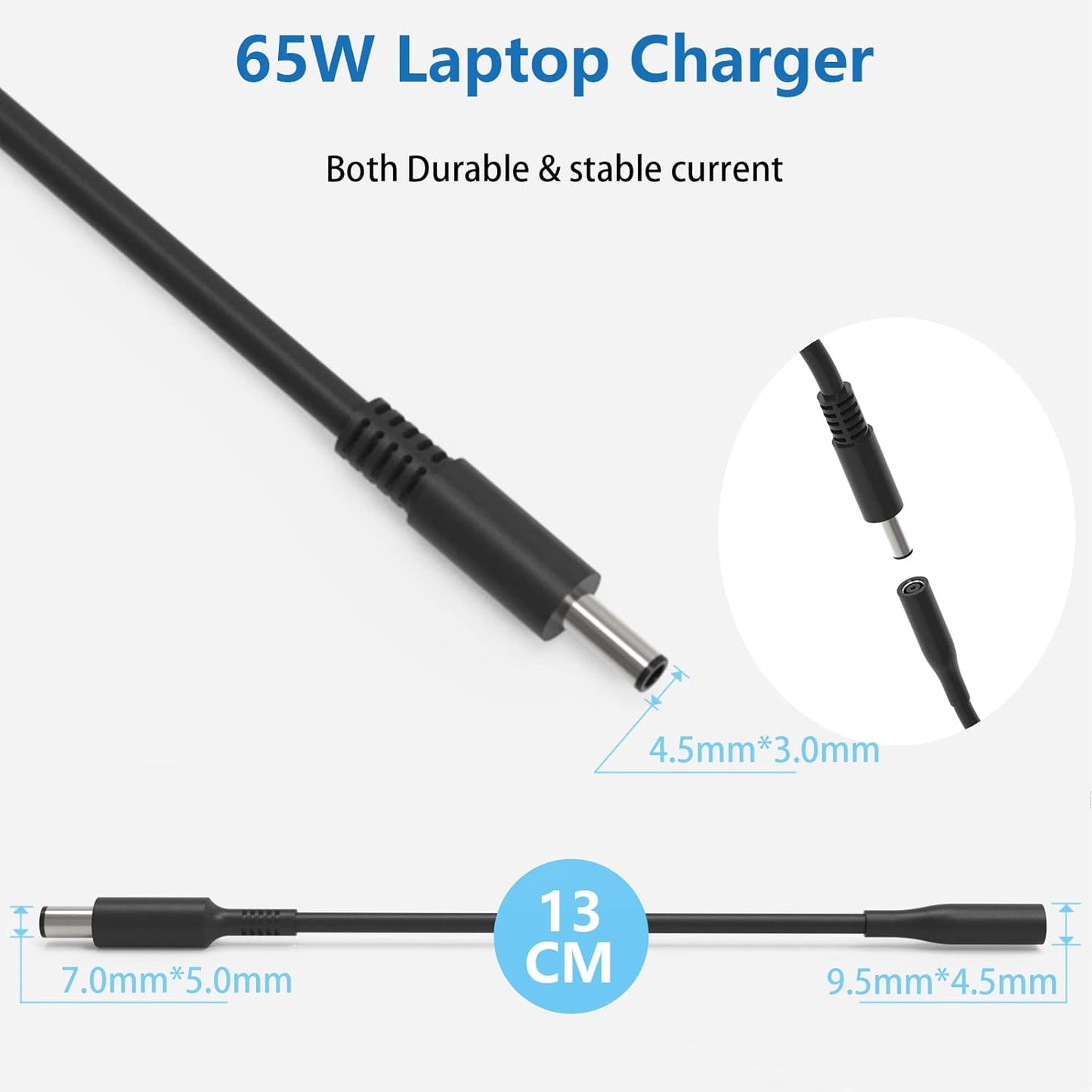 65W Black Laptop Charger for Dell Inspiron 3000 5000 Series Notebooks DEMO