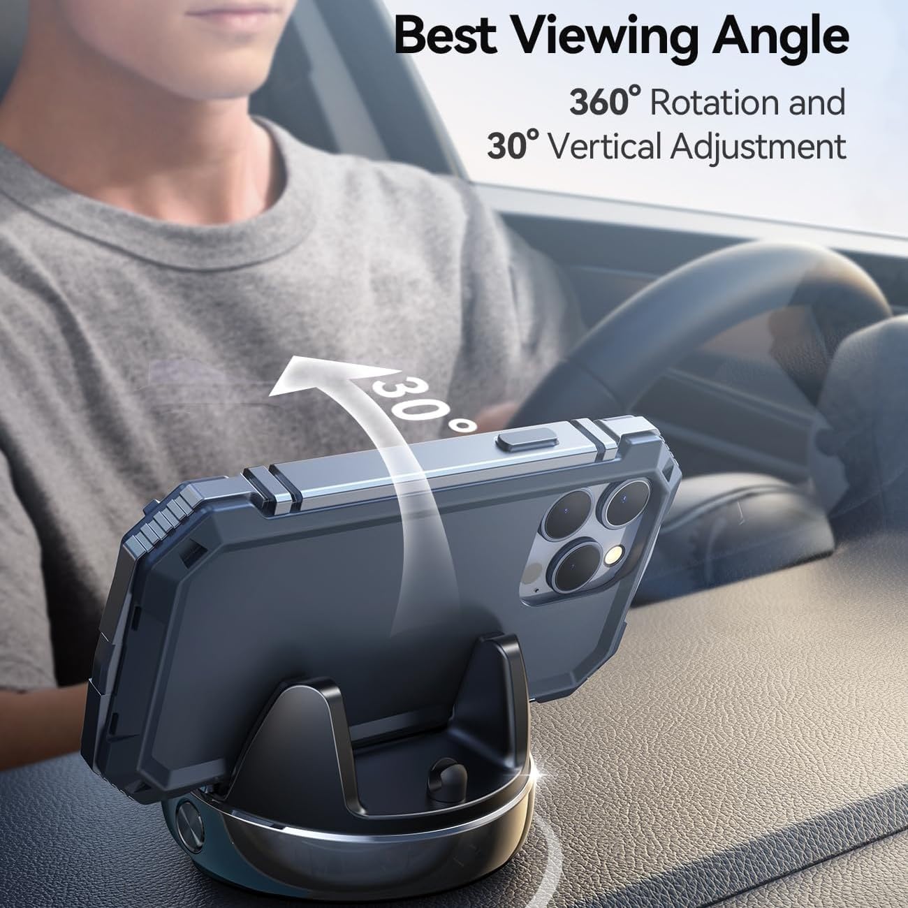 JOYROOM 360° Adjustable Black Dash-Mounted Car Phone Holder for All DEMO