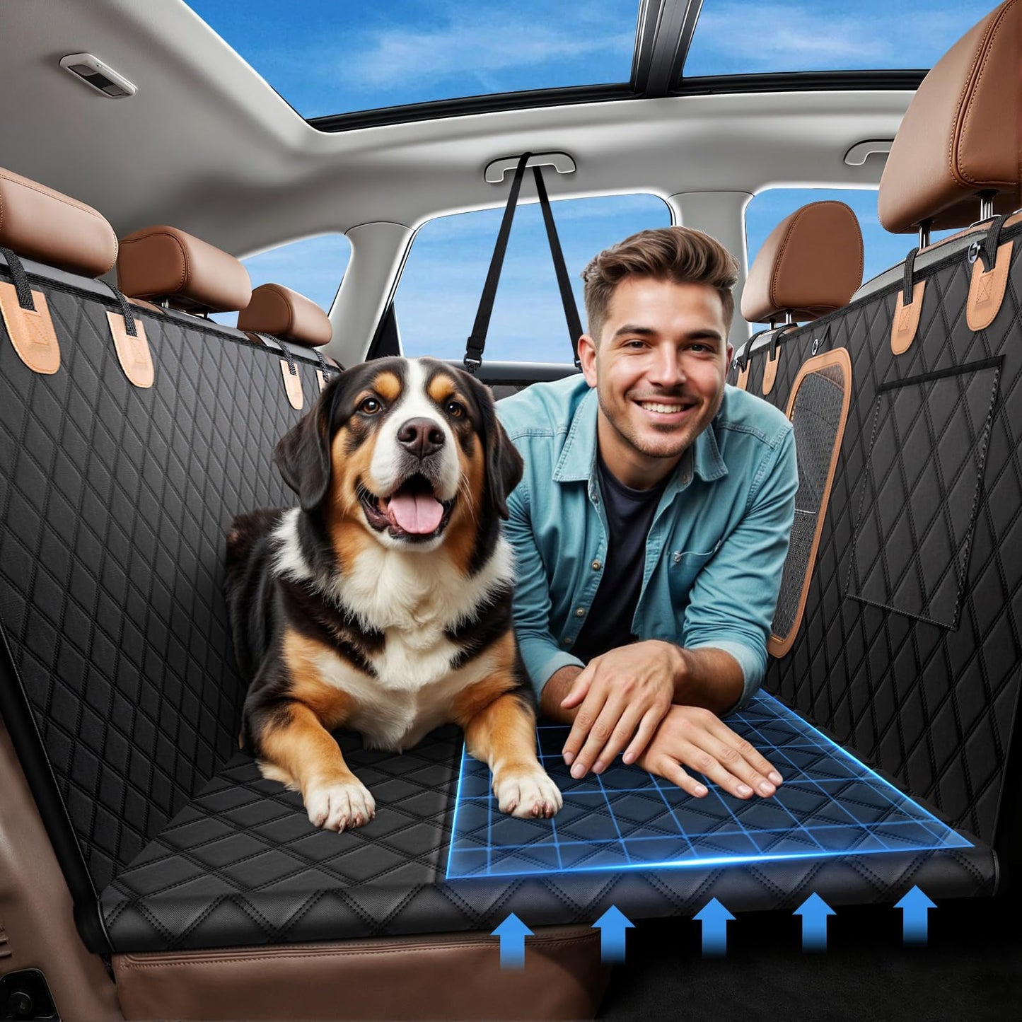 A-Pce Heavy Duty Waterproof Dog Car Seat Cover, Black, 64.5"x54" Size Size DEMO