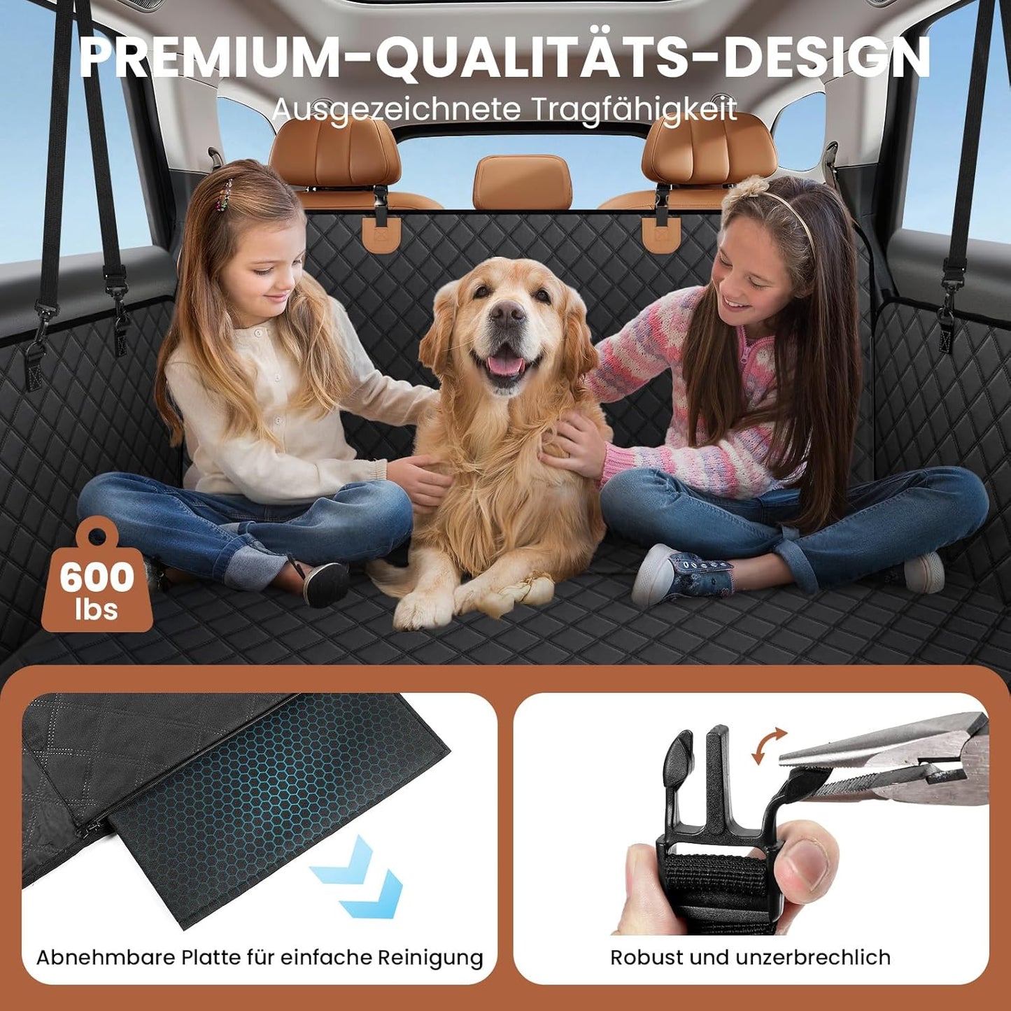 A-Pce Heavy Duty Waterproof Dog Car Seat Cover, Black, 64.5"x54" Size Size DEMO