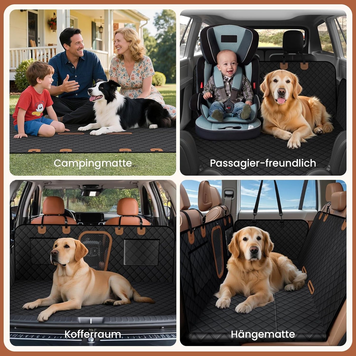 A-Pce Heavy Duty Waterproof Dog Car Seat Cover, Black, 64.5"x54" Size Size DEMO
