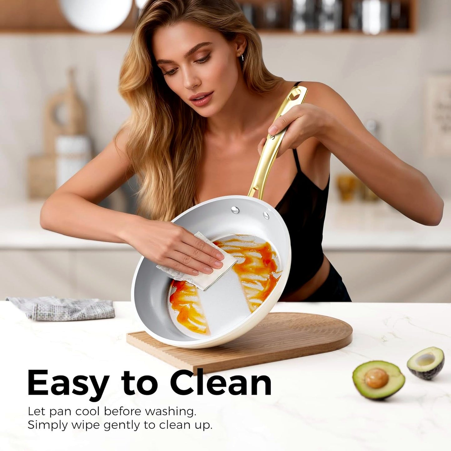 Sanho 3 Piece Nonstick Frying Pan Diamond-Titanium Ceramic Coating NEW