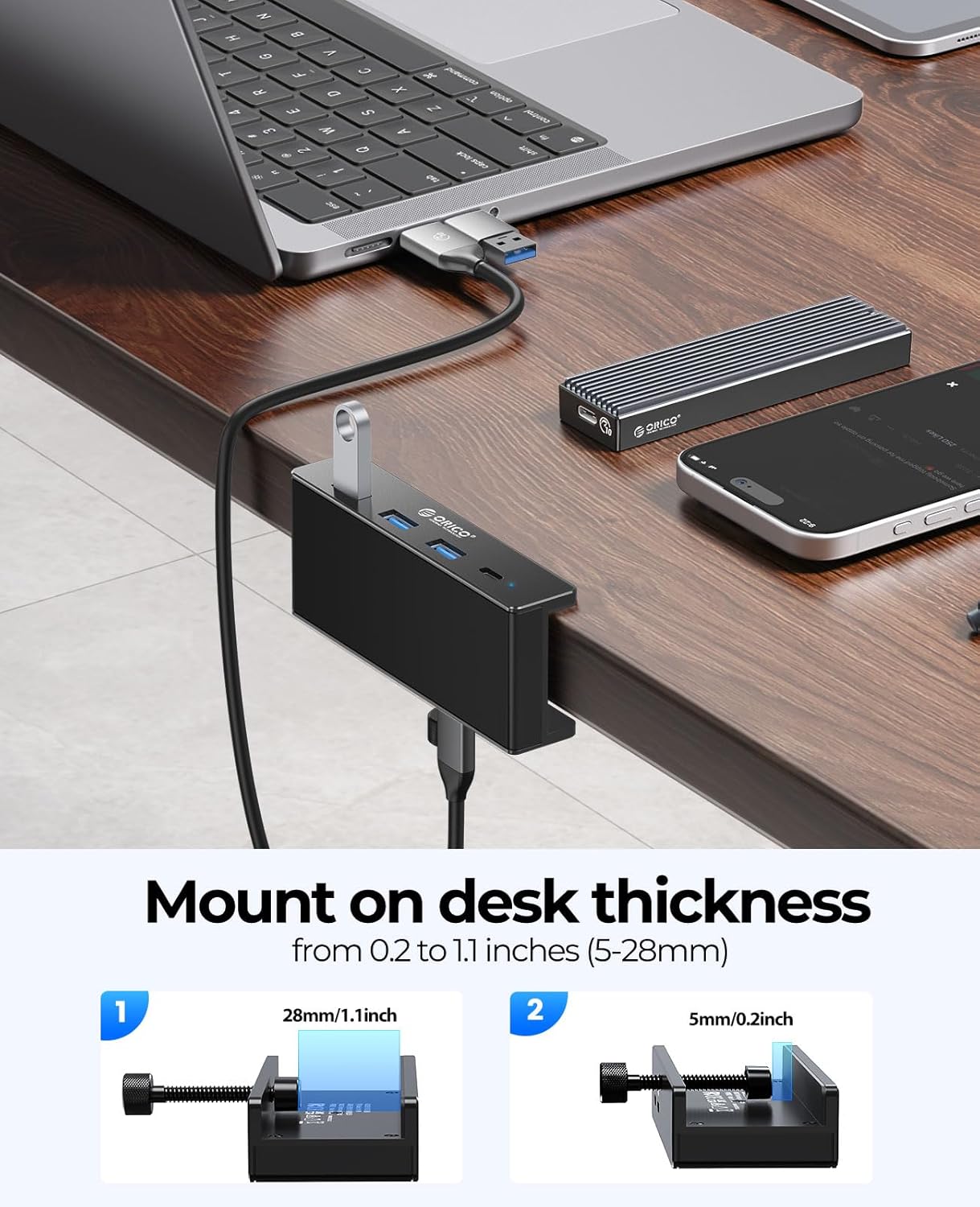 ORICO Aluminum USB Hubs 4-Port USB 3.0 Hub Powered Splitter for Desktops NEW