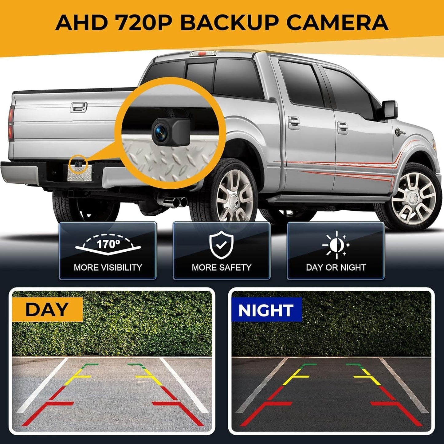 720P Waterproof Backup Camera with Wide Angle Lens for Reversing Cars DEMO
