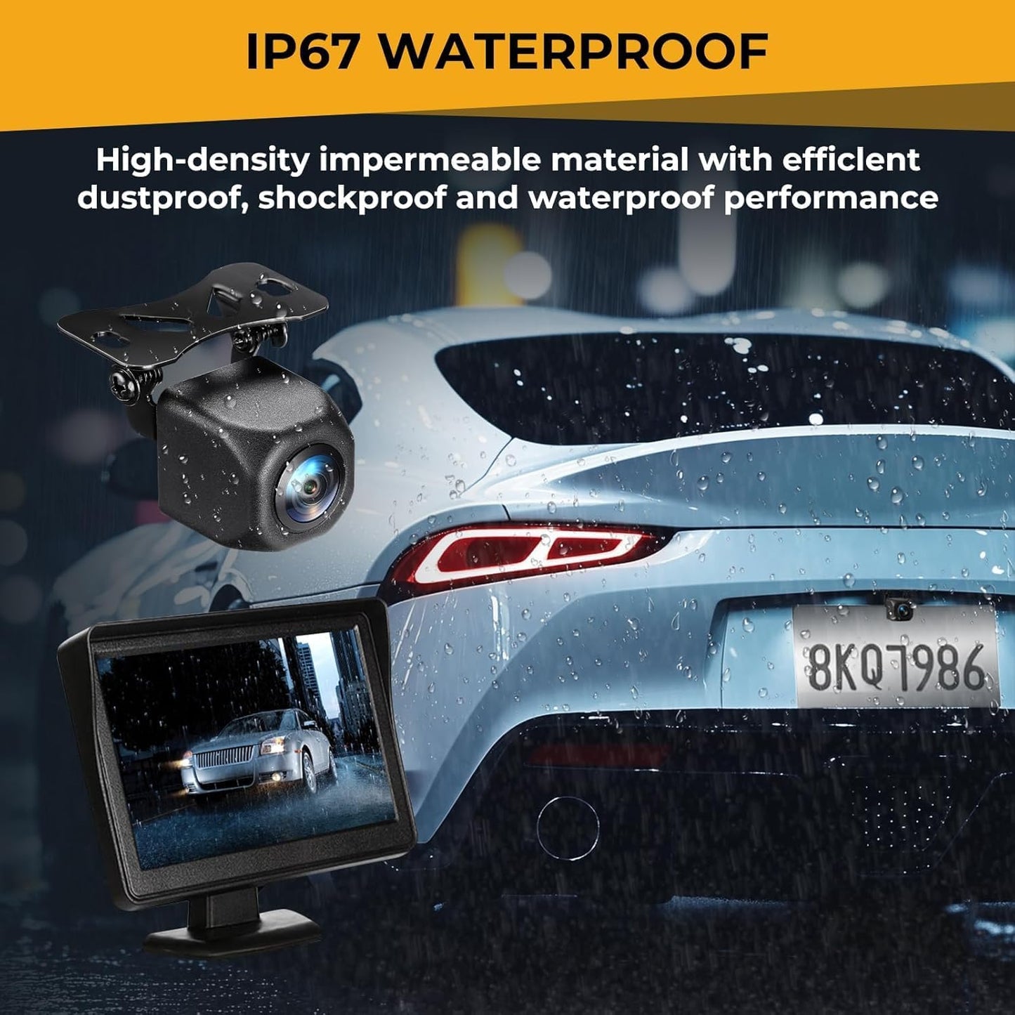 720P Waterproof Backup Camera with Wide Angle Lens for Reversing Cars DEMO