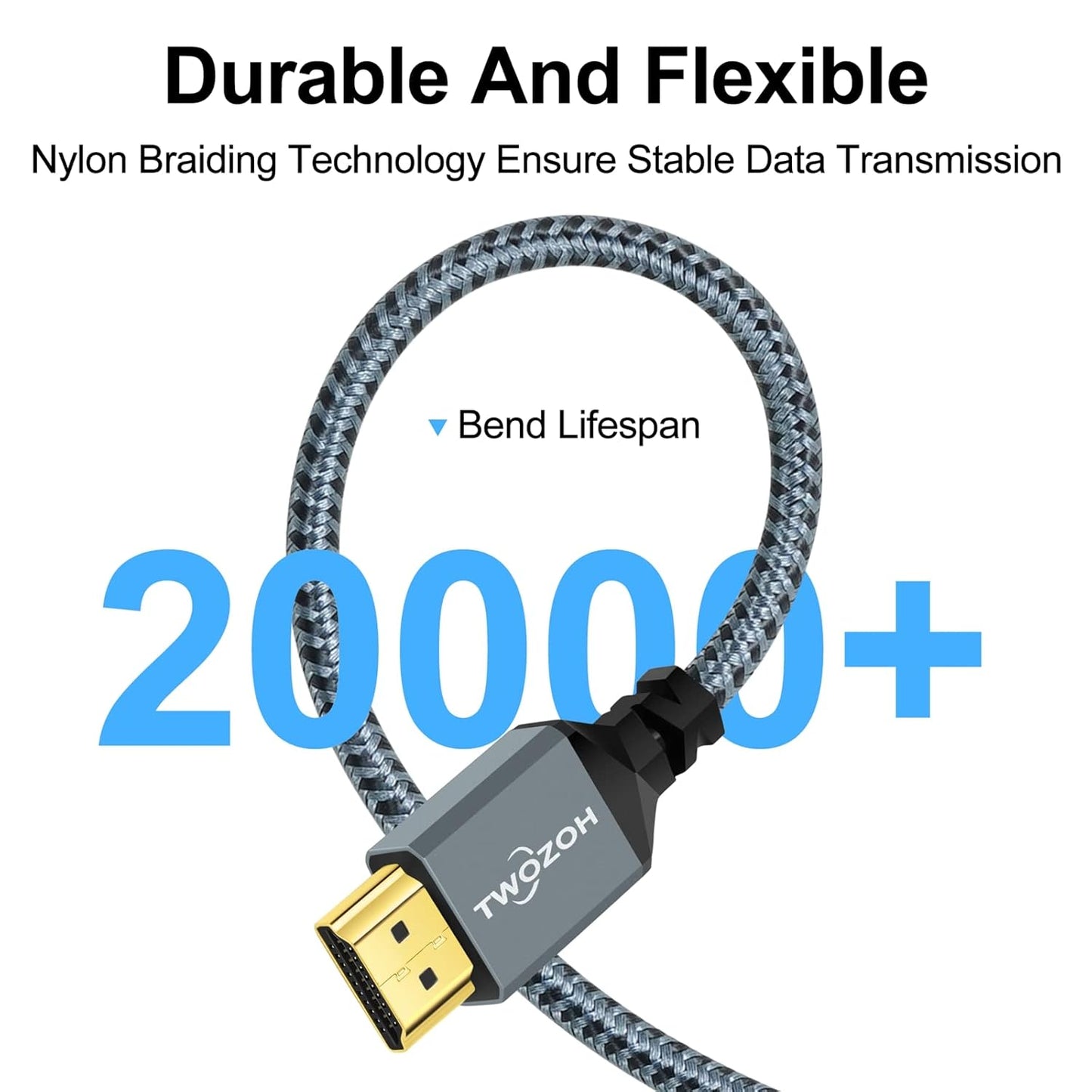 Twozoh HDMI to VGA Cable 5m Nylon Braided Gold-Plated Aluminum Alloy Shell NEW