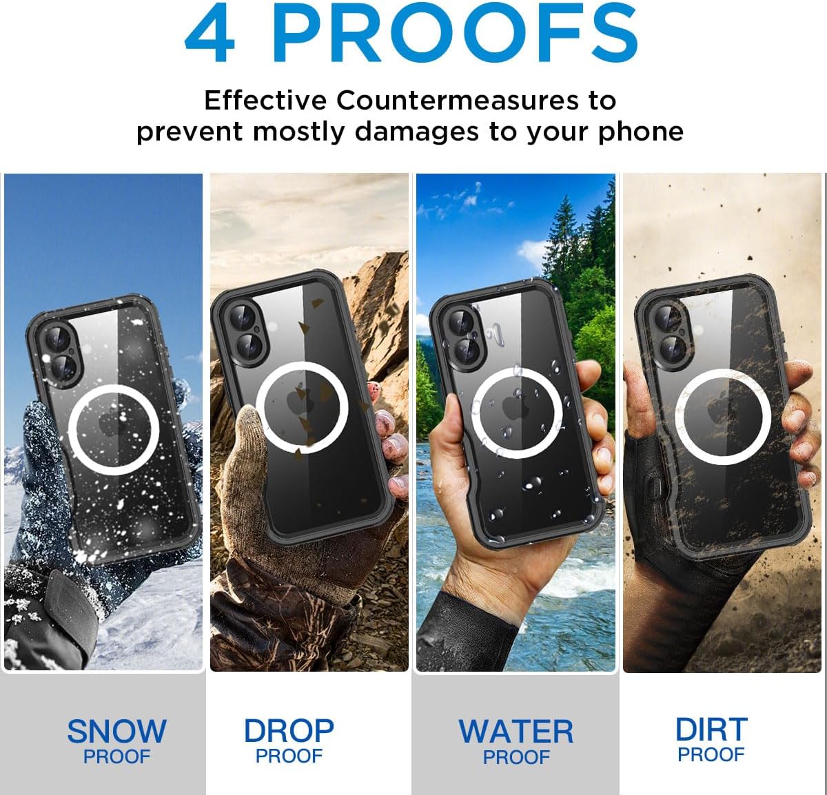 Redpeppercase Waterproof Phone Case for iPhone 16 Plus Black Transparent NEW