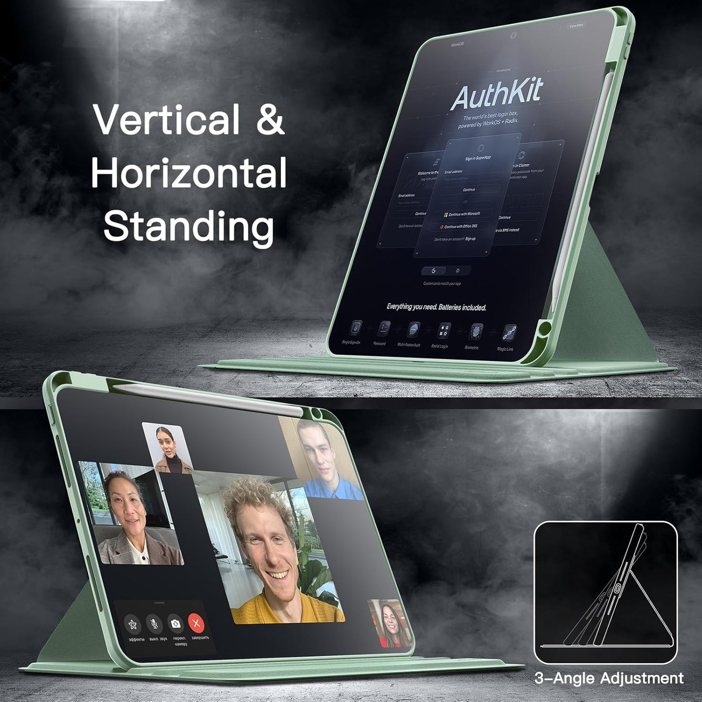 JETech Rotating Tablet Case for iPad Pro 11-Inch, Mint Green, Fits 11" 4/3 DEMO