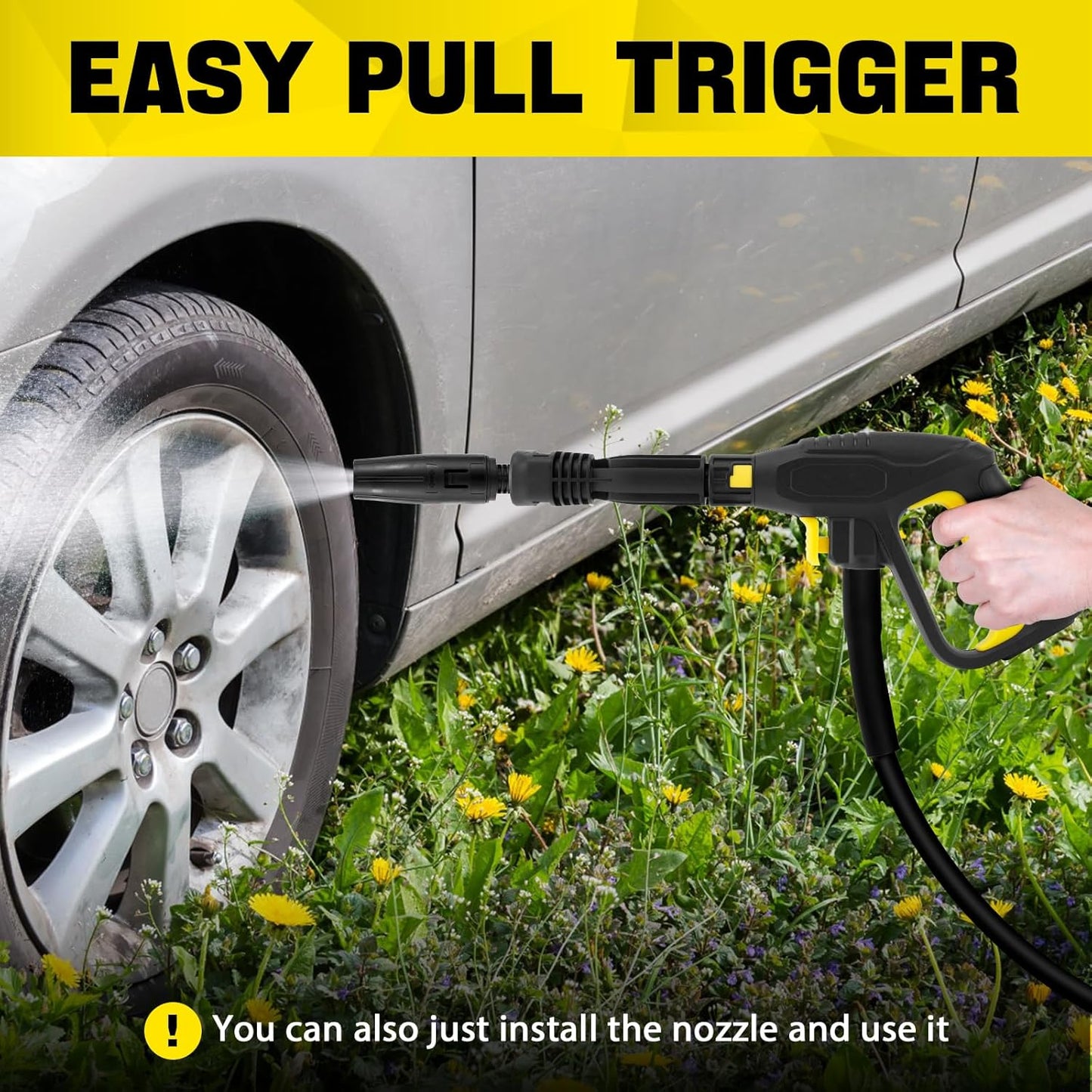 Pressure Washer Cleaning Gun with Quick Connect Plug and Release Black DEMO