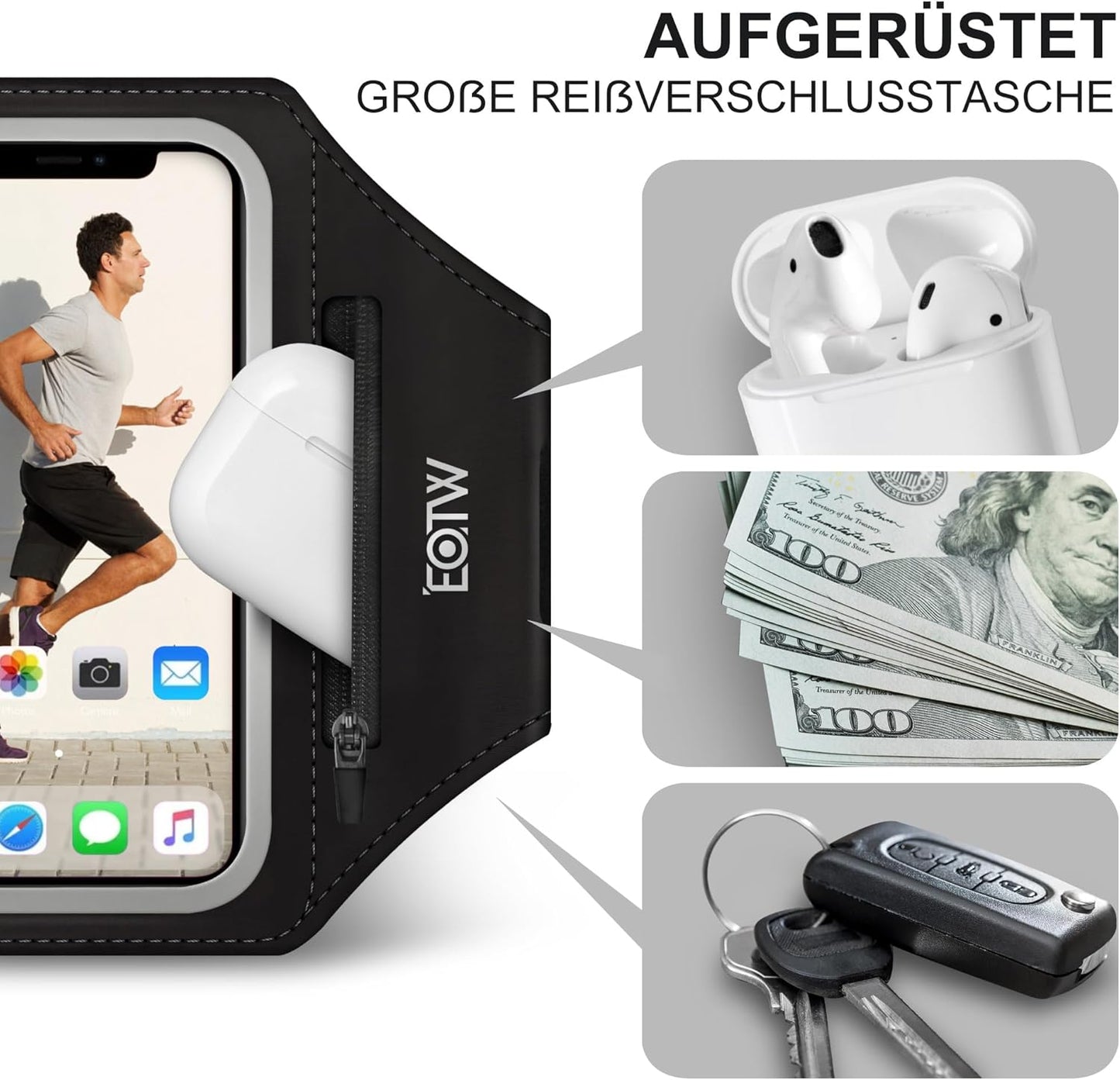 EOTW Mobile Phone Armband Holder Jogging Sports Workout Arm Band Strap NEW
