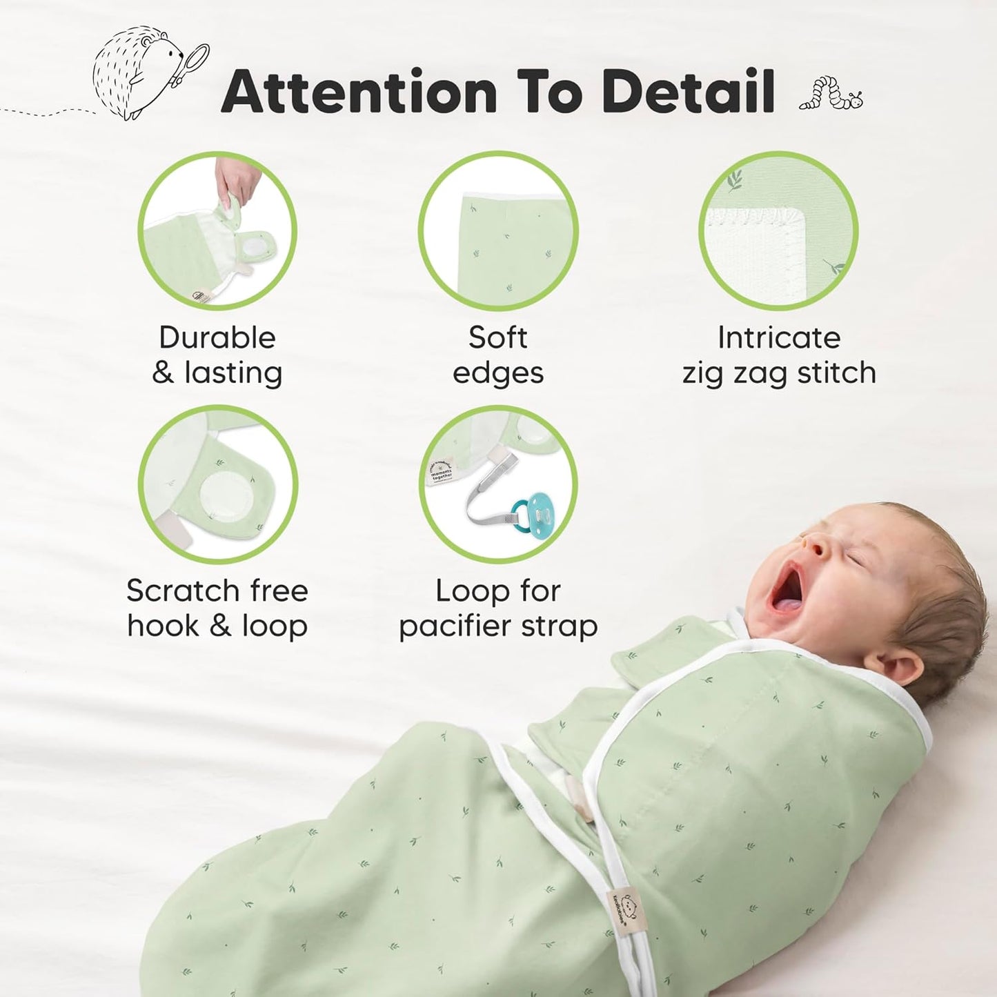 KeaBabies Organic Swaddles Baby Swaddle Sleep Sacks, Bunnies Pattern, One NEW