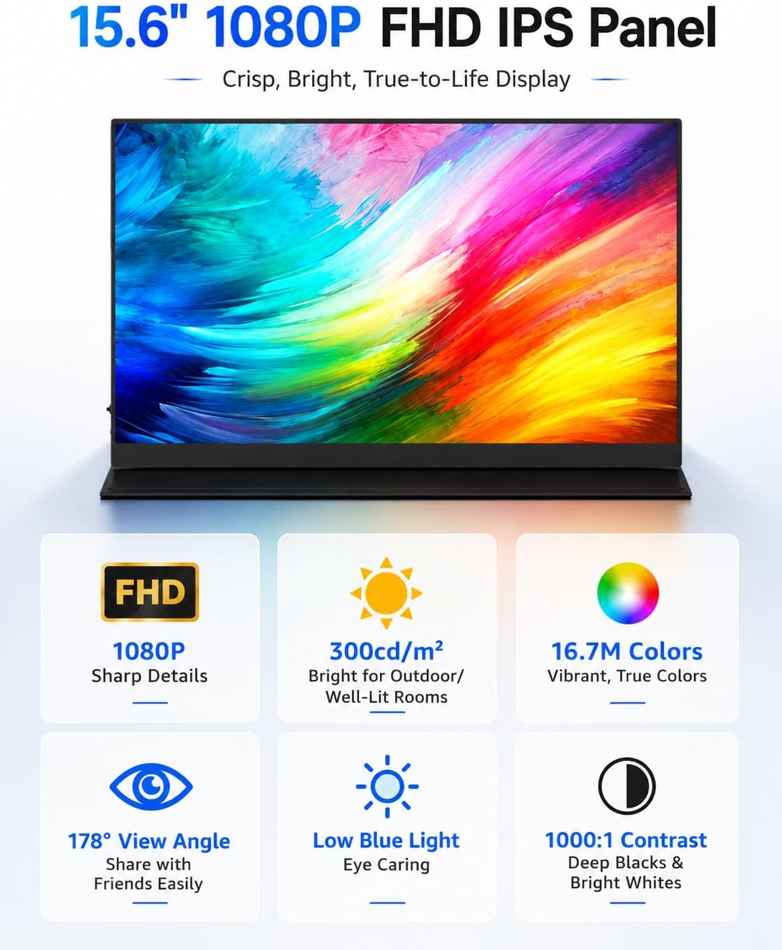 Yodoit 15.6 Monitors Inch FHD IPS Portable Monitor Laptop External Display NEW