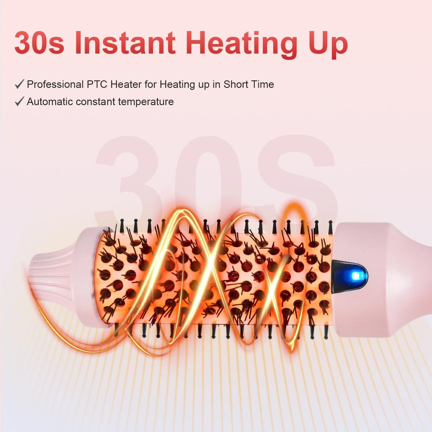 Heated Round Hair Styling Brush for Smooth, Shiny Blow-Dry Styles in Pink NEW