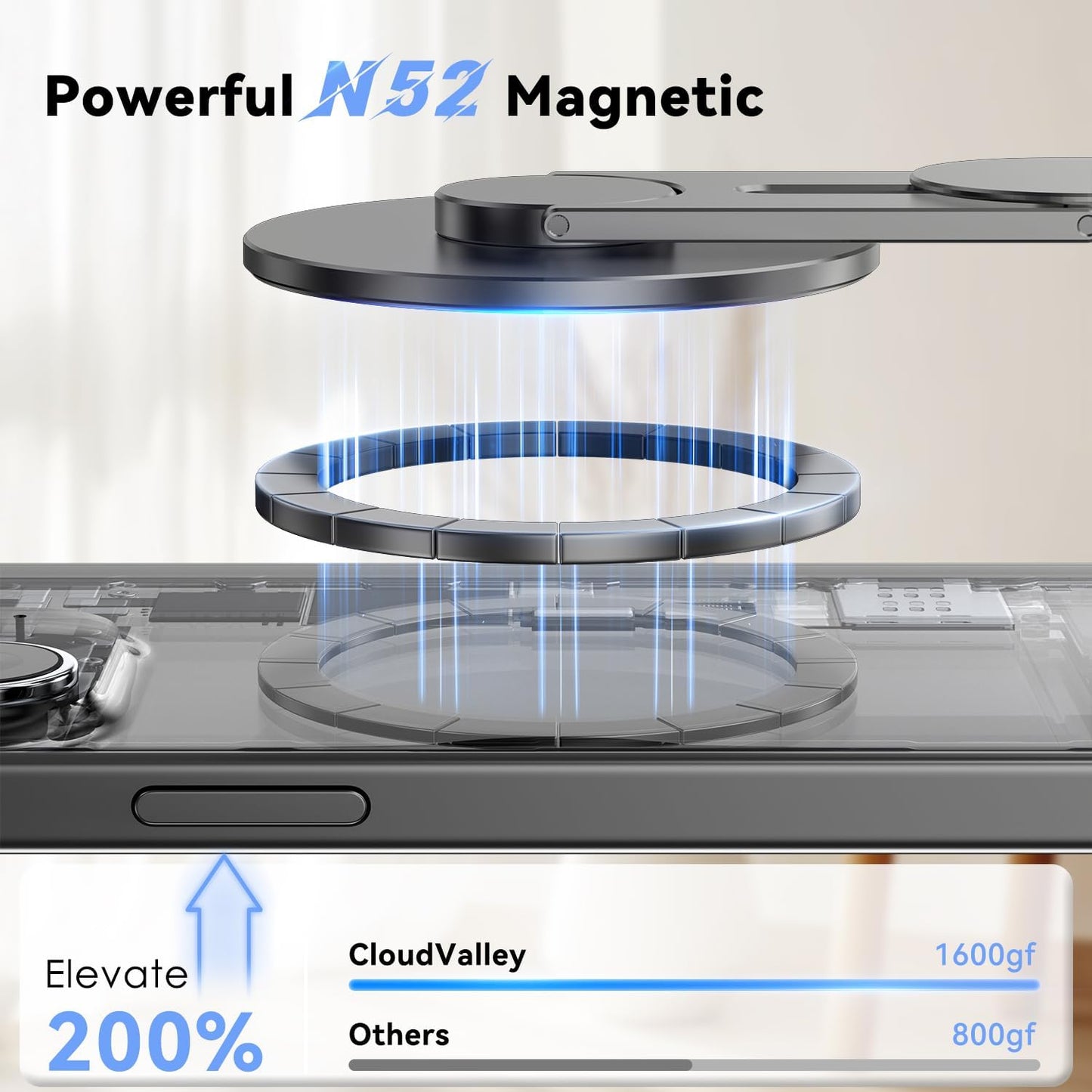 CloudValley Adjustable Stands 3D Rotating Magnetic Grey Phone Stand Holder NEW