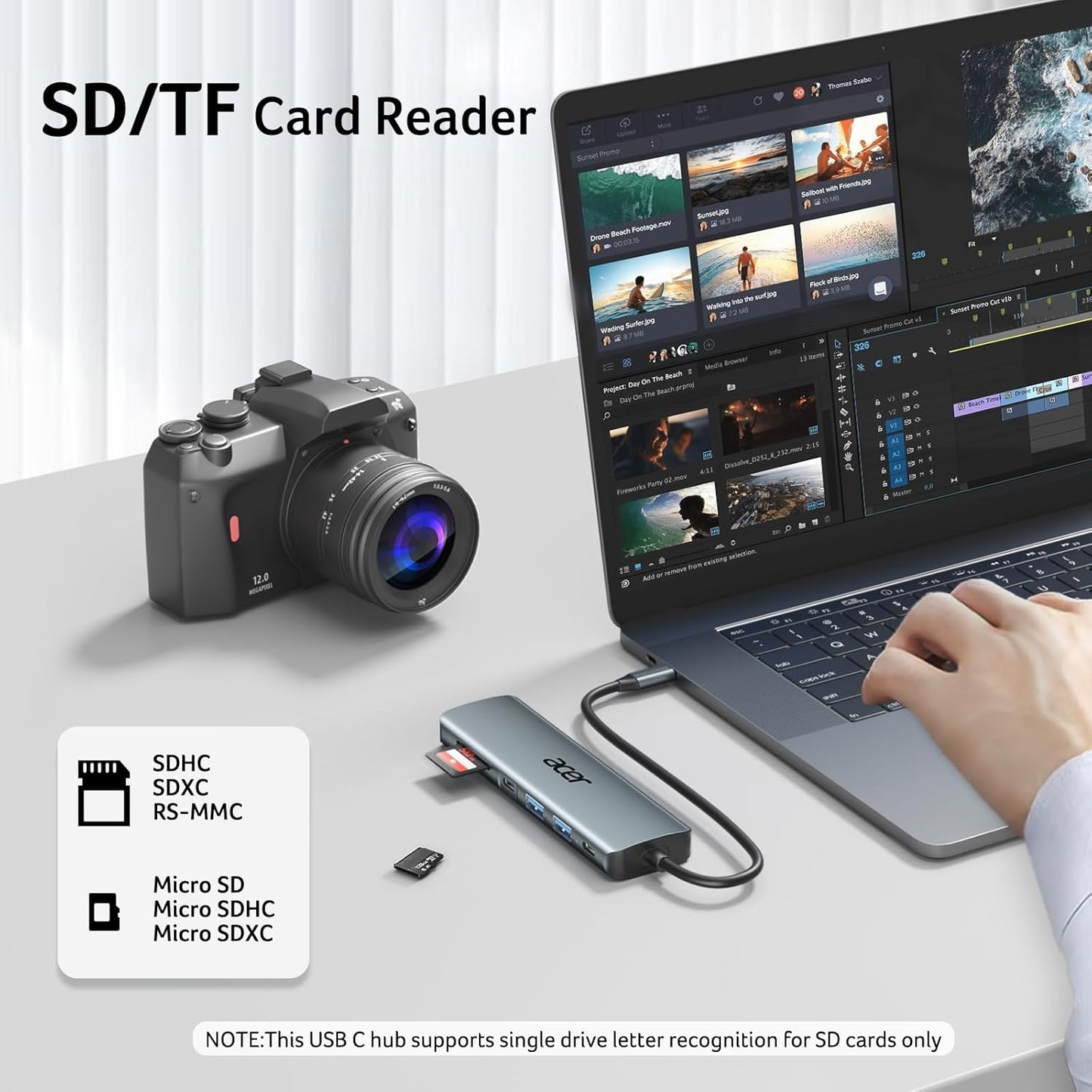 Acer 7-in-1 USB Hubs USB-C Hub Multiport Adapter with HDMI 4K, SD Card DEMO