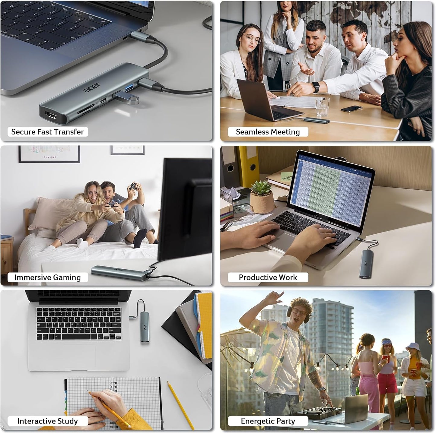 Acer 7-in-1 USB Hubs USB-C Hub Multiport Adapter with HDMI 4K, SD Card DEMO