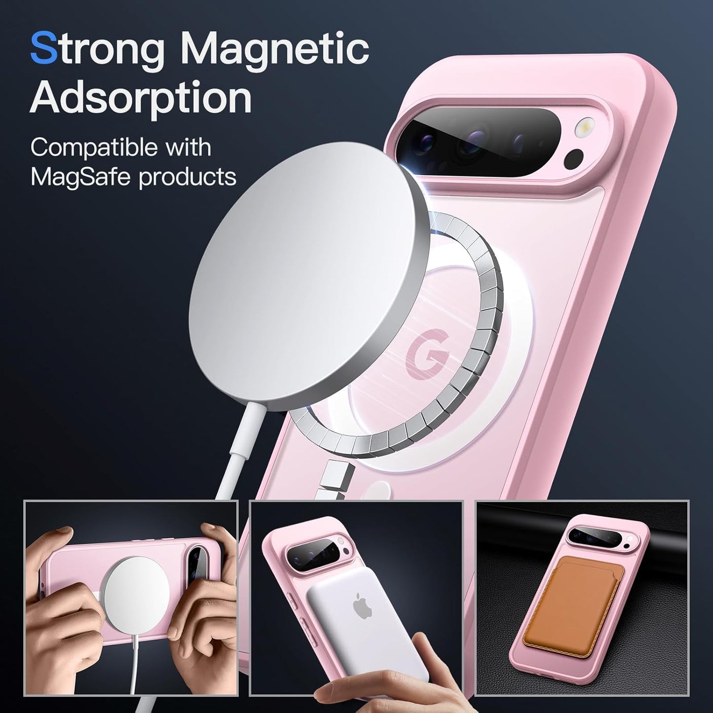 JETech Magnetic Case for Google Pixel 9/9 Pro 2024 Quartz Rose Phone Cases NEW