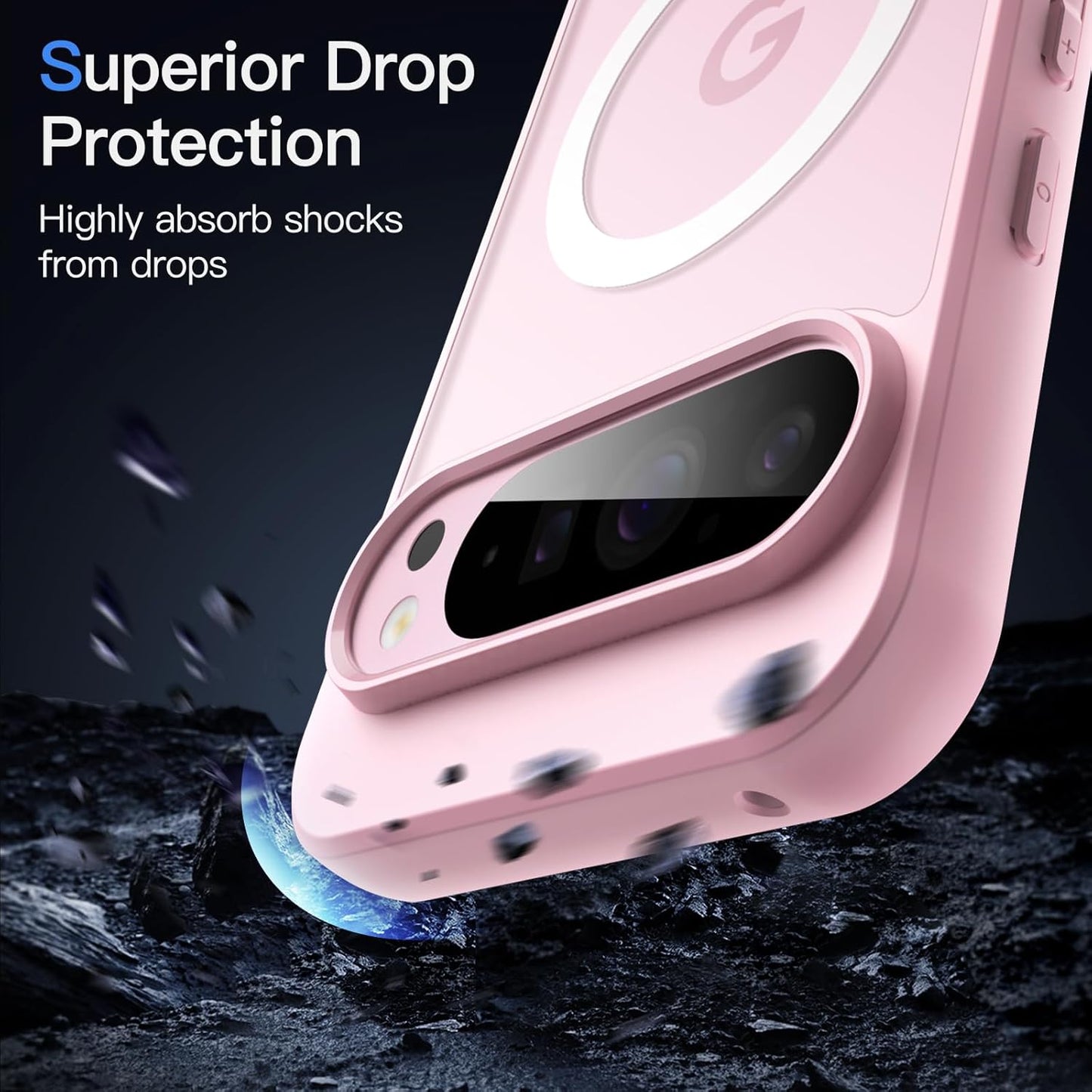 JETech Magnetic Case for Google Pixel 9/9 Pro 2024 Quartz Rose Phone Cases NEW