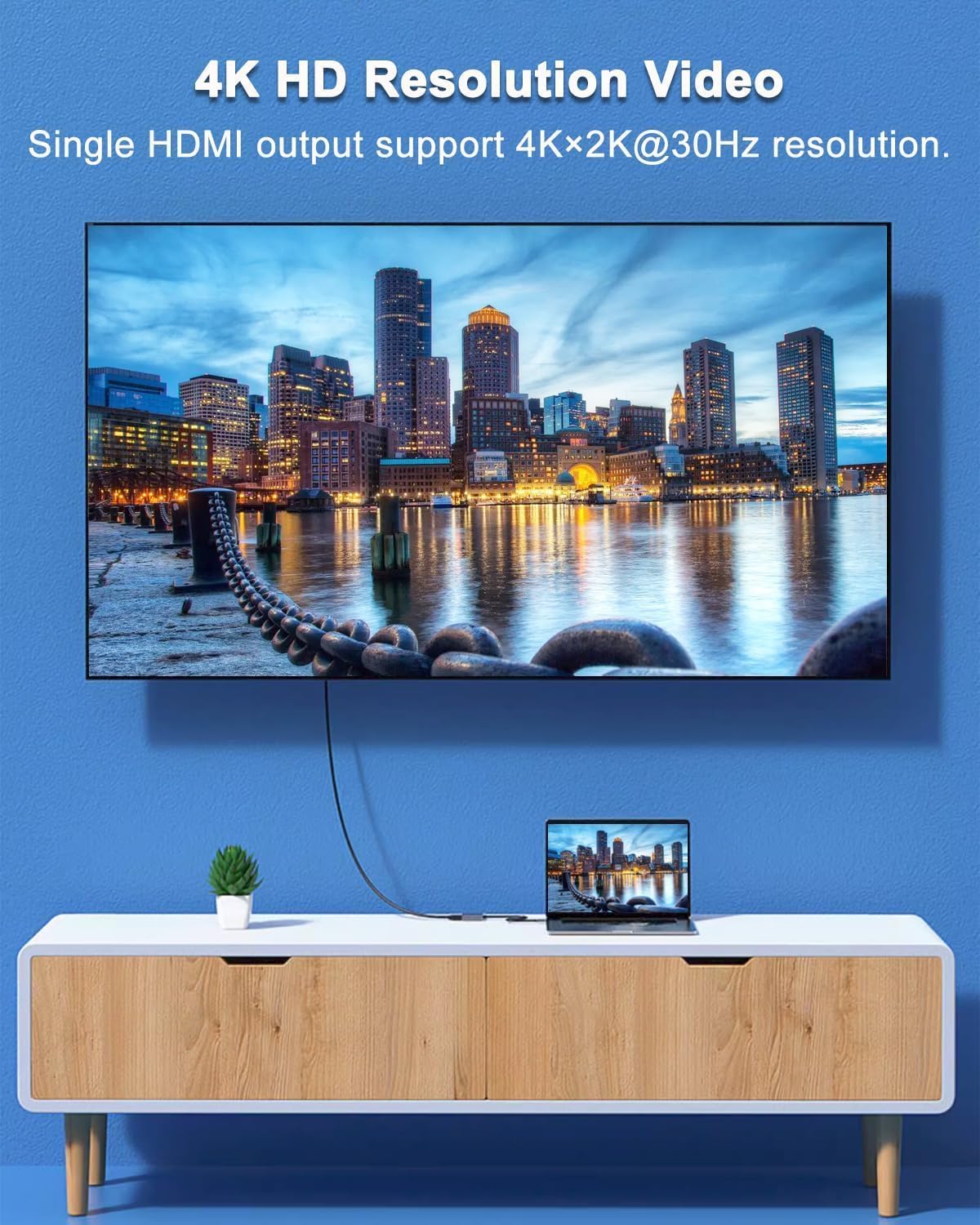 4-in-1 USB-C USB Hubs Hub with Dual HDMI 4K Ports, Ethernet, Silver - DEMO