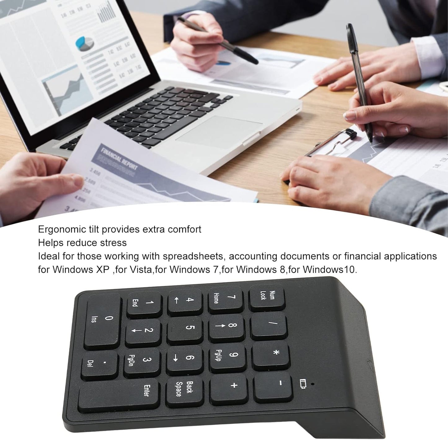 Compact 18-Key Wireless Numeric Keypad USB Financial Keyboard for Computers NEW