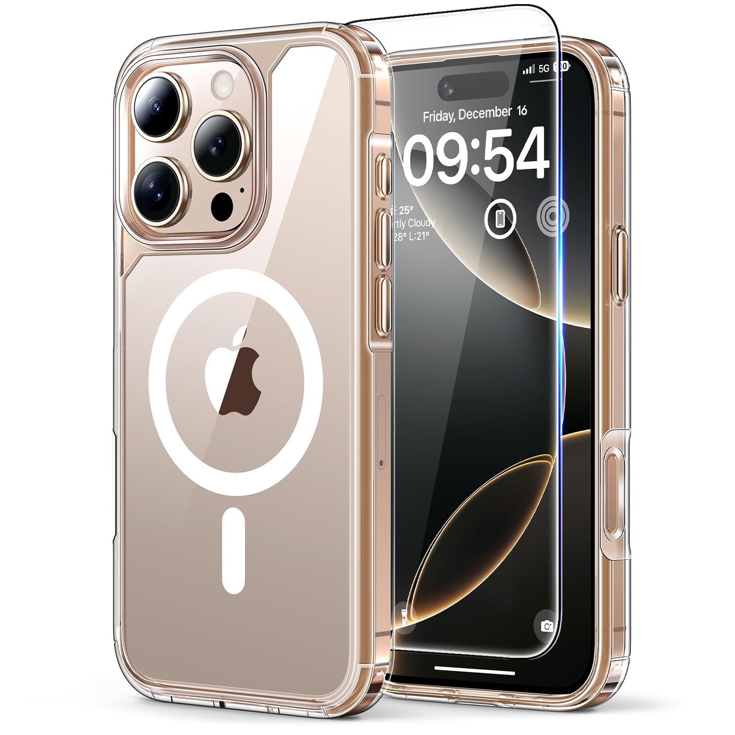 TAURI Clear Magnetic Phone Case for iPhone 16 Pro - Transparent Protective DEMO