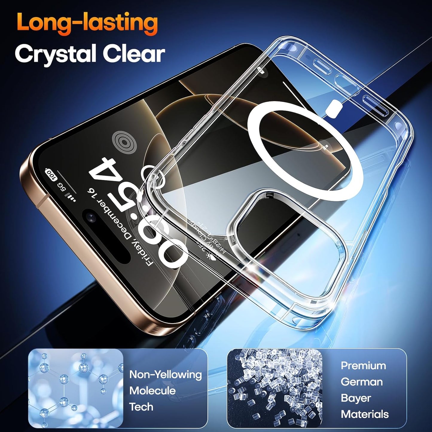 TAURI Clear Magnetic Phone Case for iPhone 16 Pro - Transparent Protective DEMO