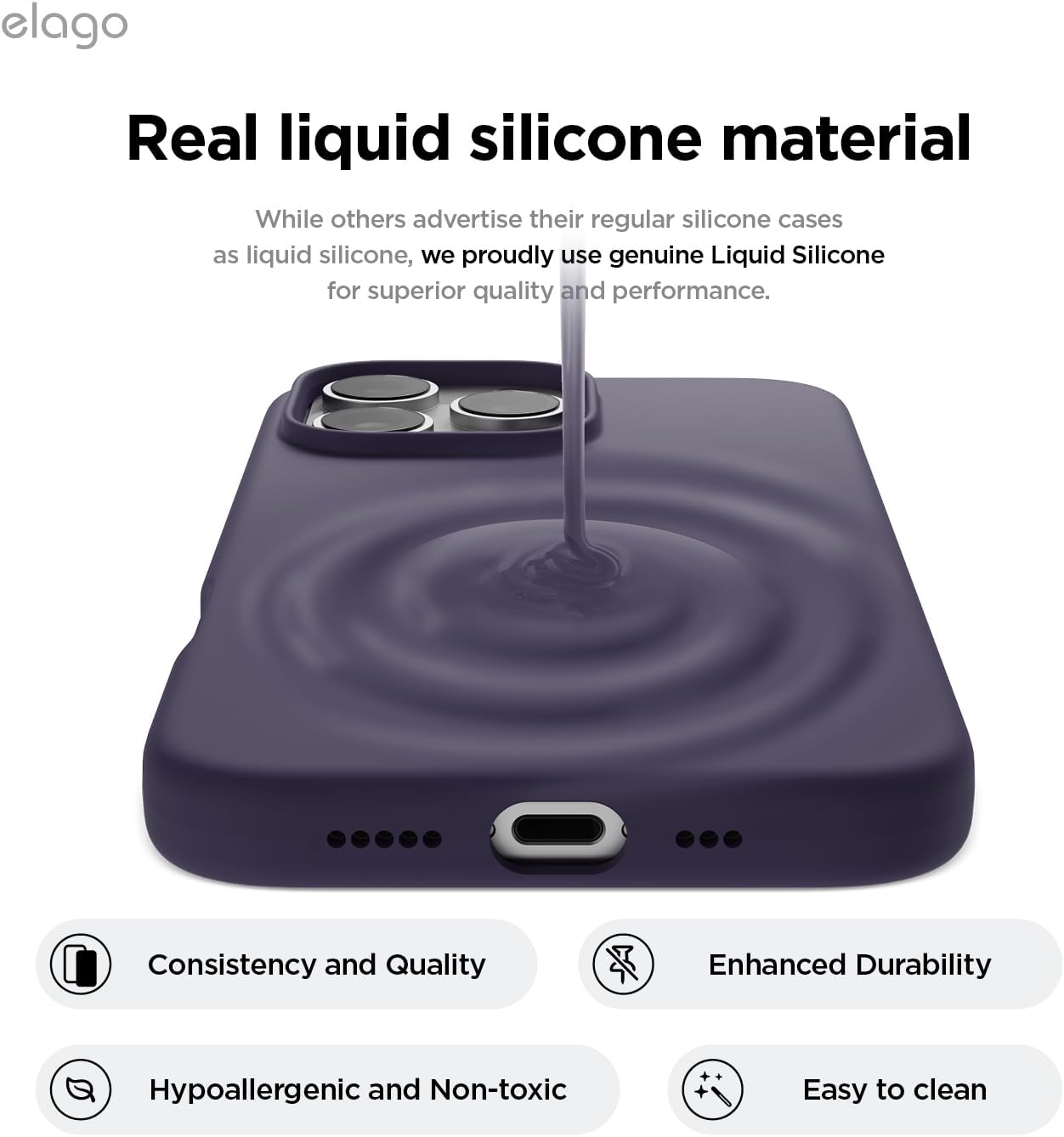 elago Magnetic Silicone Phone Case for iPhone 16 Pro Max 6.9 Inch Deep NEW