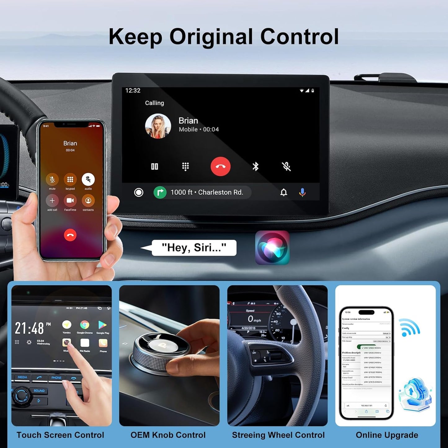 2-in-1 Wireless CarPlay & Android Auto Adapter - Plug and Play Input Device NEW