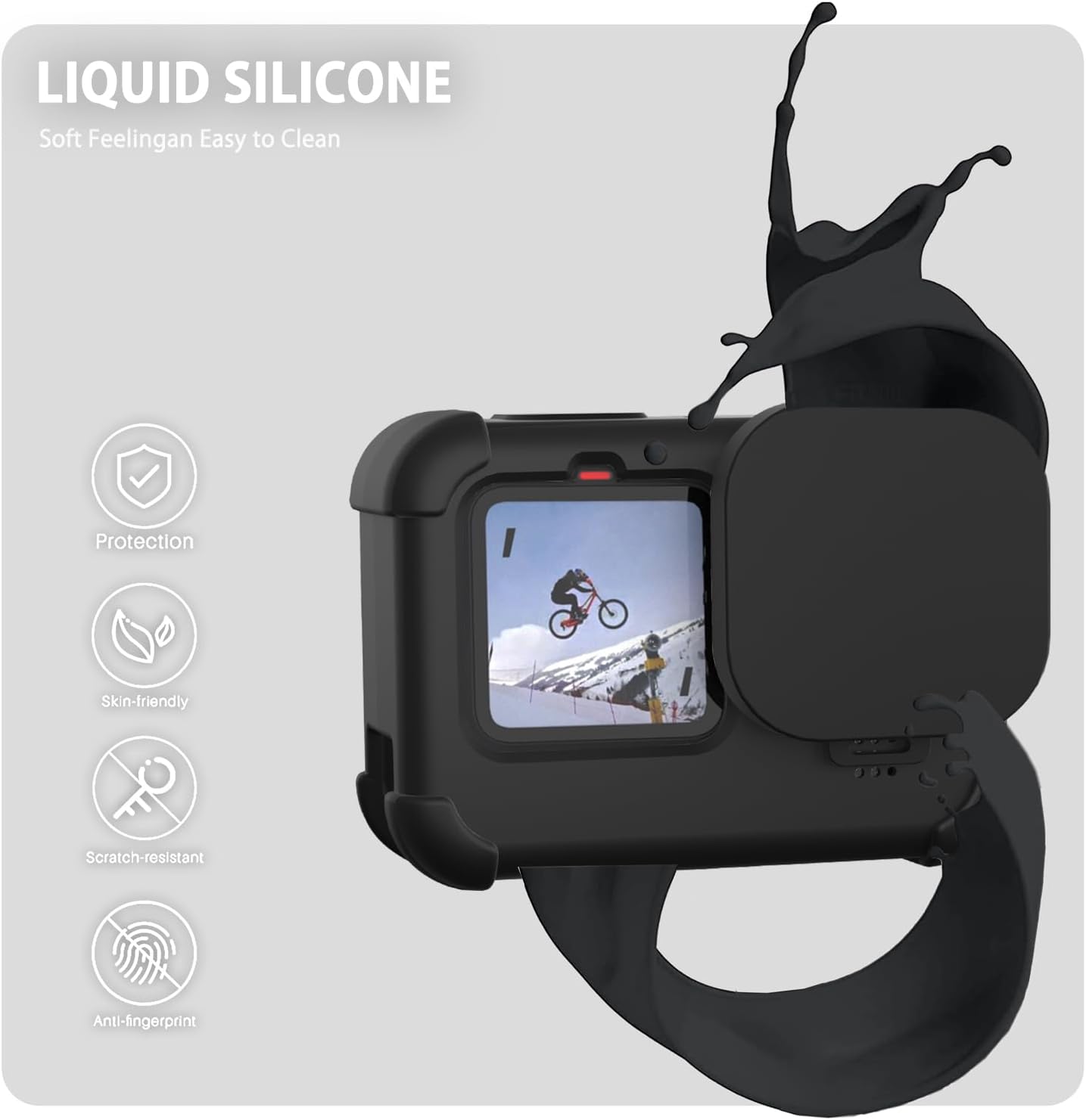 FiTSTILL Silicone Sleeve Case for GoPro Hero12/11/10/9 Black - Durable DEMO
