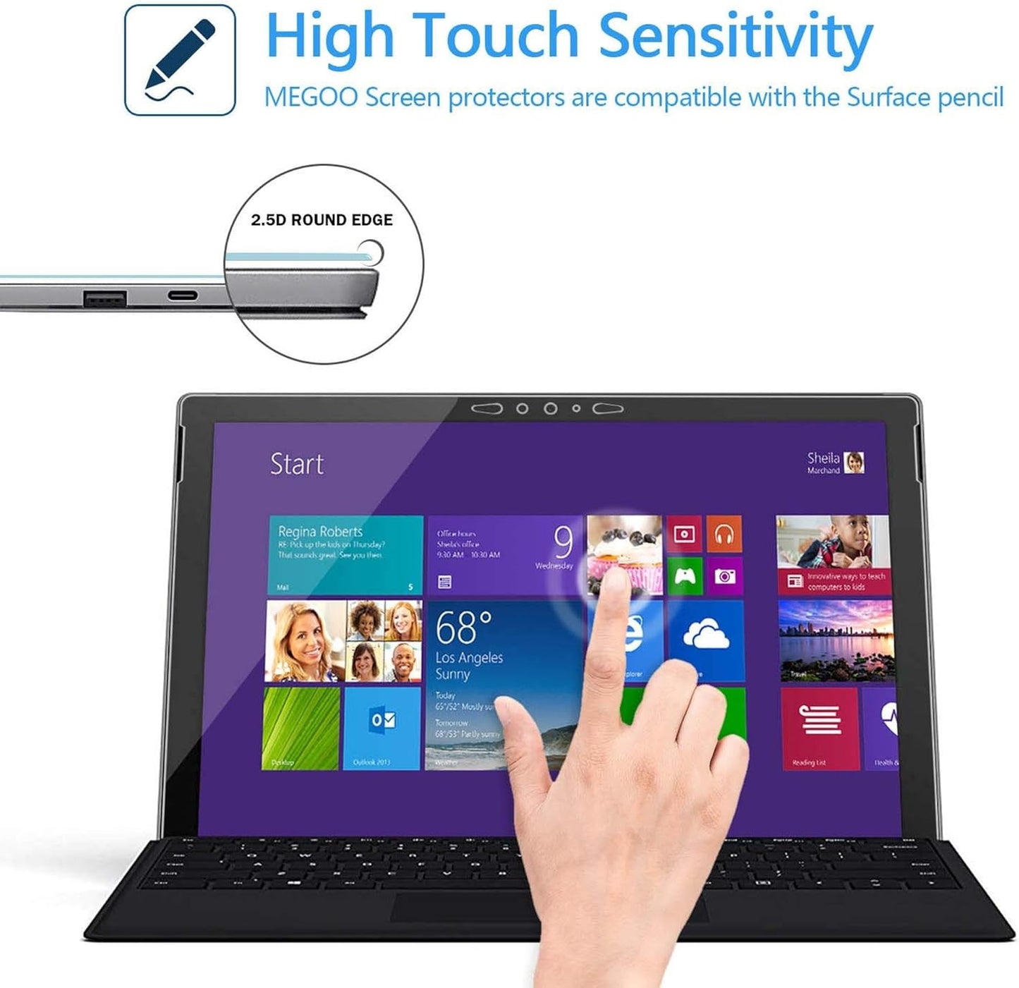 MEGOO Glass Screen Protector for Surface Pro 7 Plus/Pro Tempered HDX-Clear NEW
