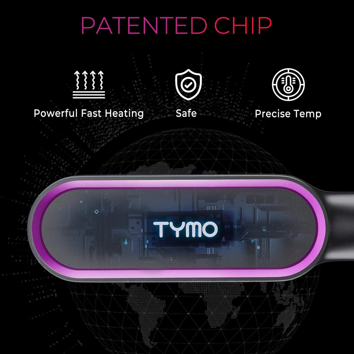 TYMO Professional Hair Straightener Brush with Built-in Comb, Fast Heating DEMO