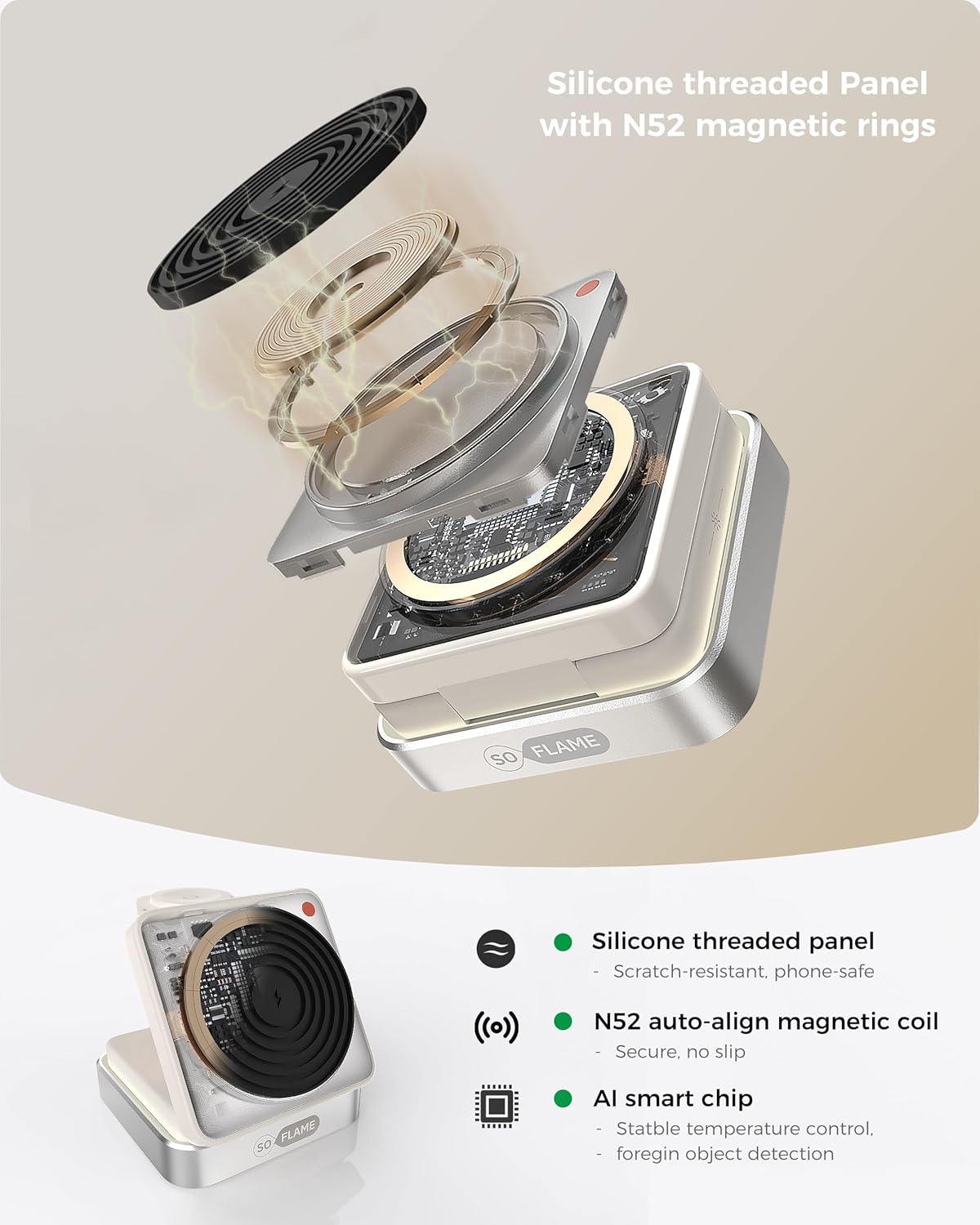SOFLAME 3-in-1 Magnetic Wireless Charging Station for iPhone, AirPods & DEMO