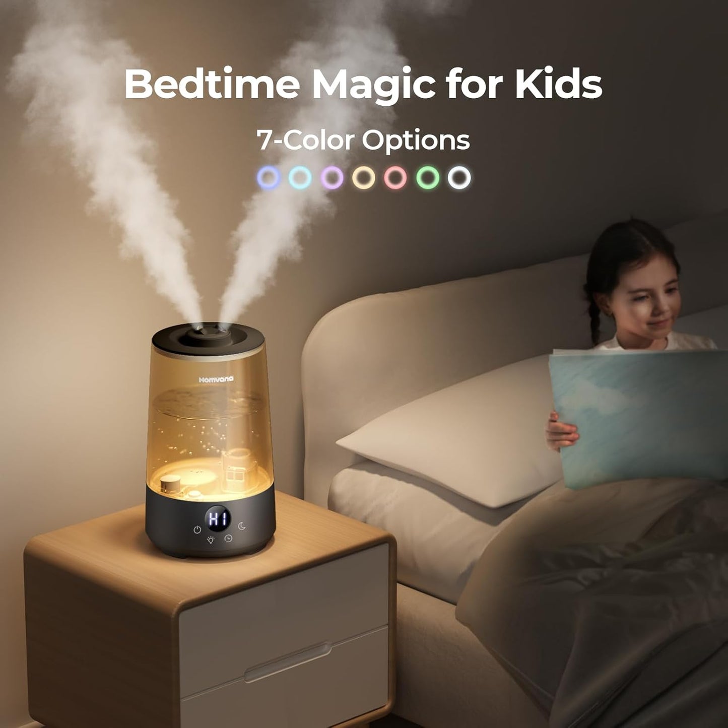 Homvana 3.6L Top-Fill Cool Mist Small Humidifier for Bedroom Home Grey DEMO