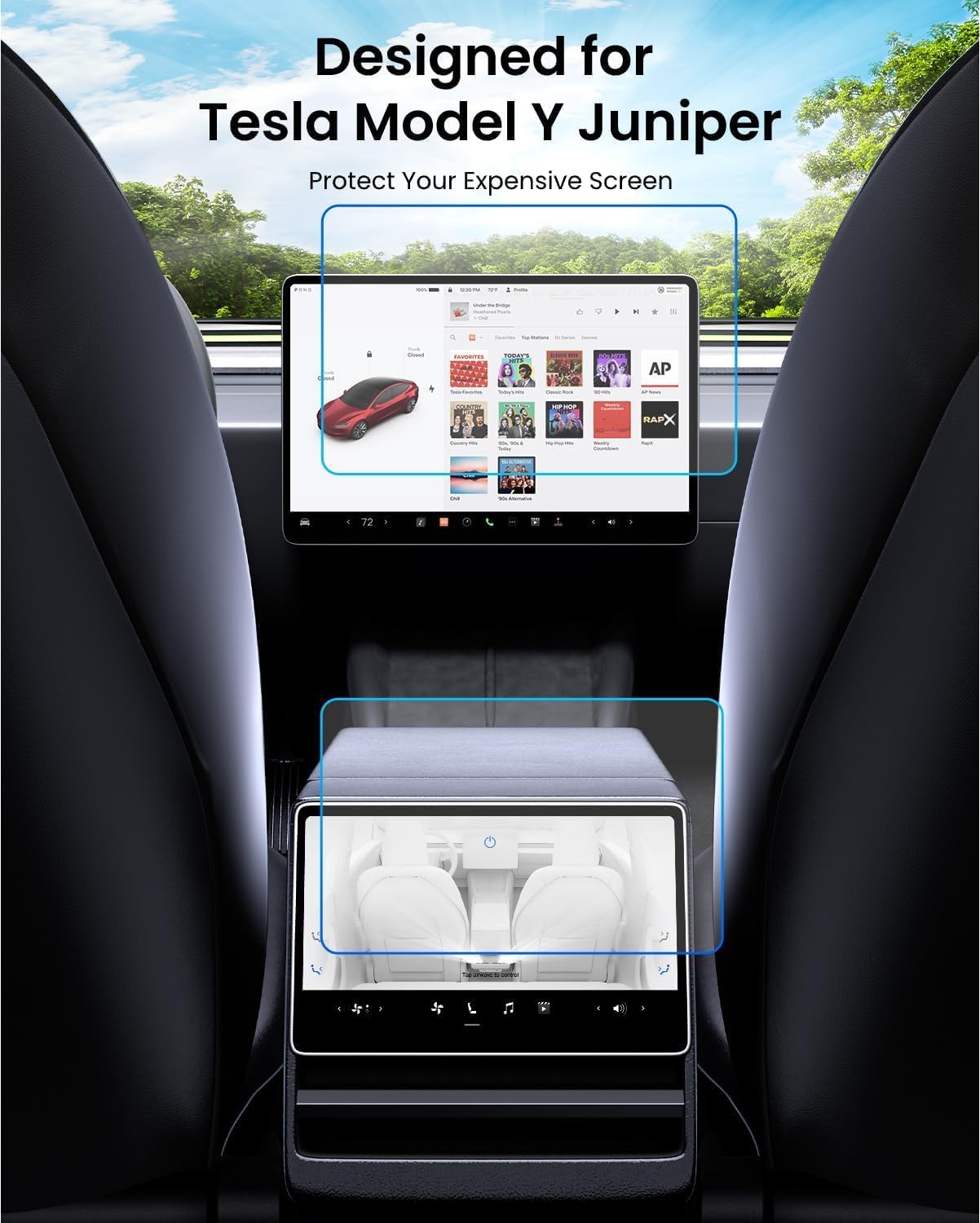 Tempered Glass Protective Covers Screen Protector for Tesla Model Y and 3, NEW