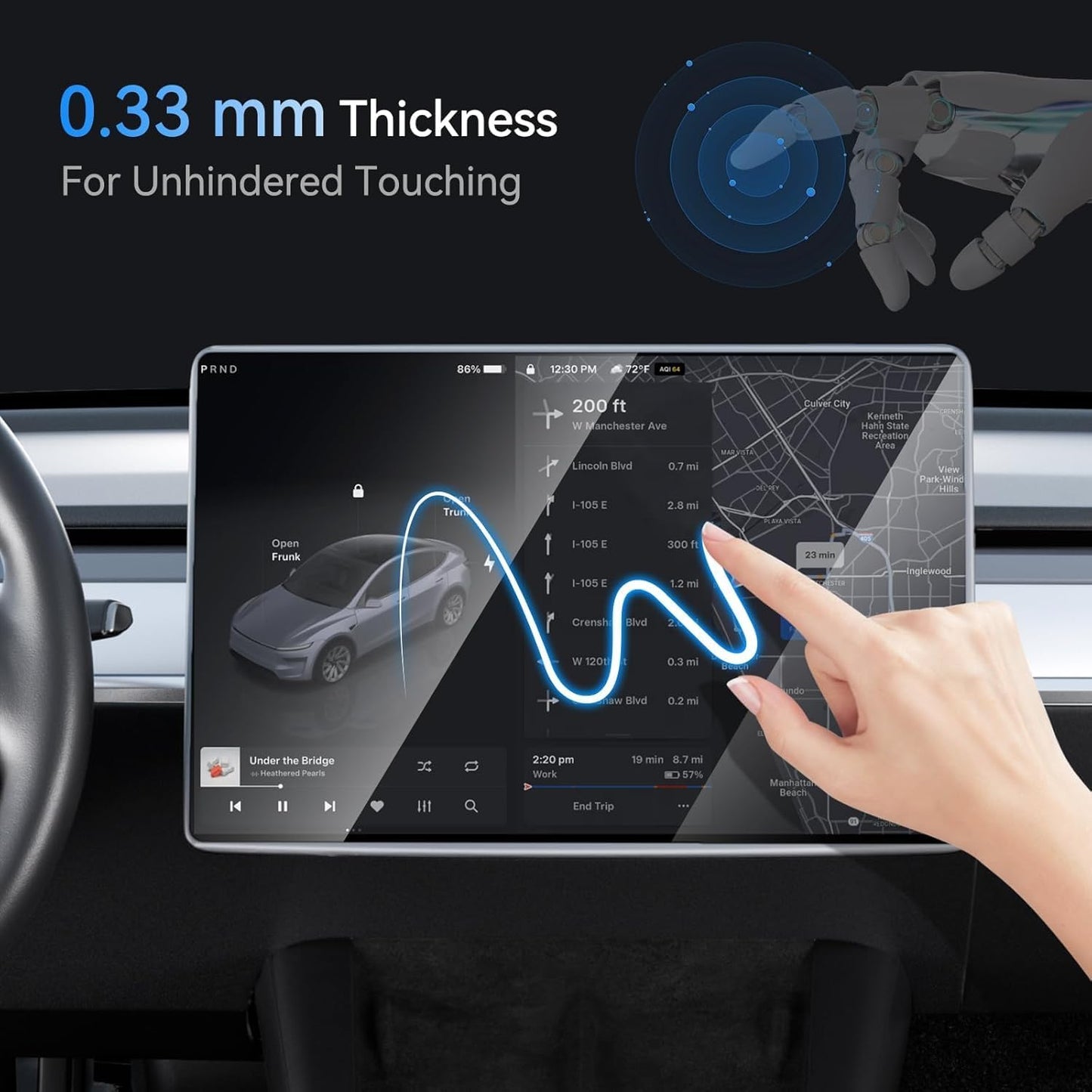 Tempered Glass Protective Covers Screen Protector for Tesla Model Y and 3, NEW