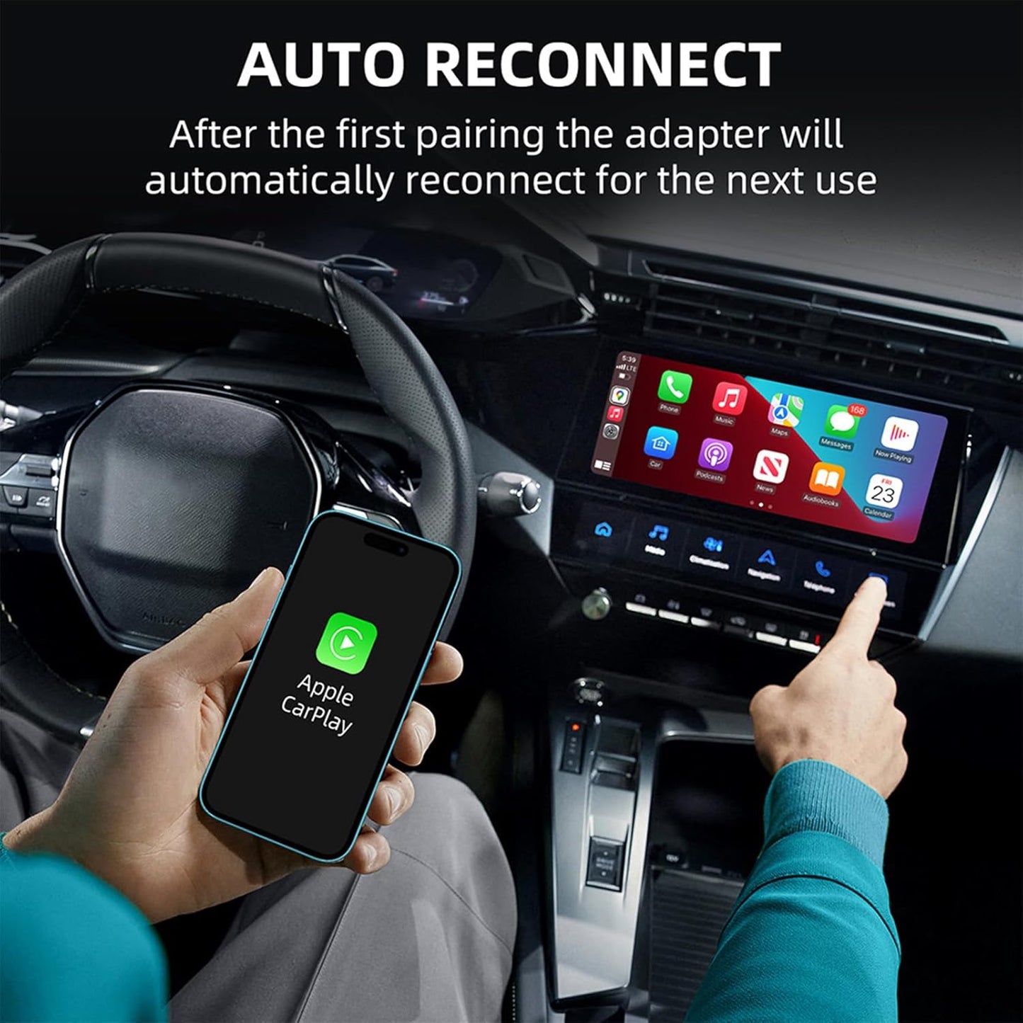 Wireless CarPlay & Android Auto Adapter Plug and Play Input Device Black DEMO