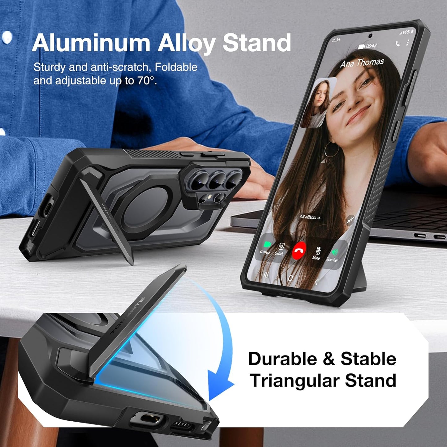 Tongate Magnetic Phone Case with Aluminum Alloy Kickstand for Galaxy S26 NEW