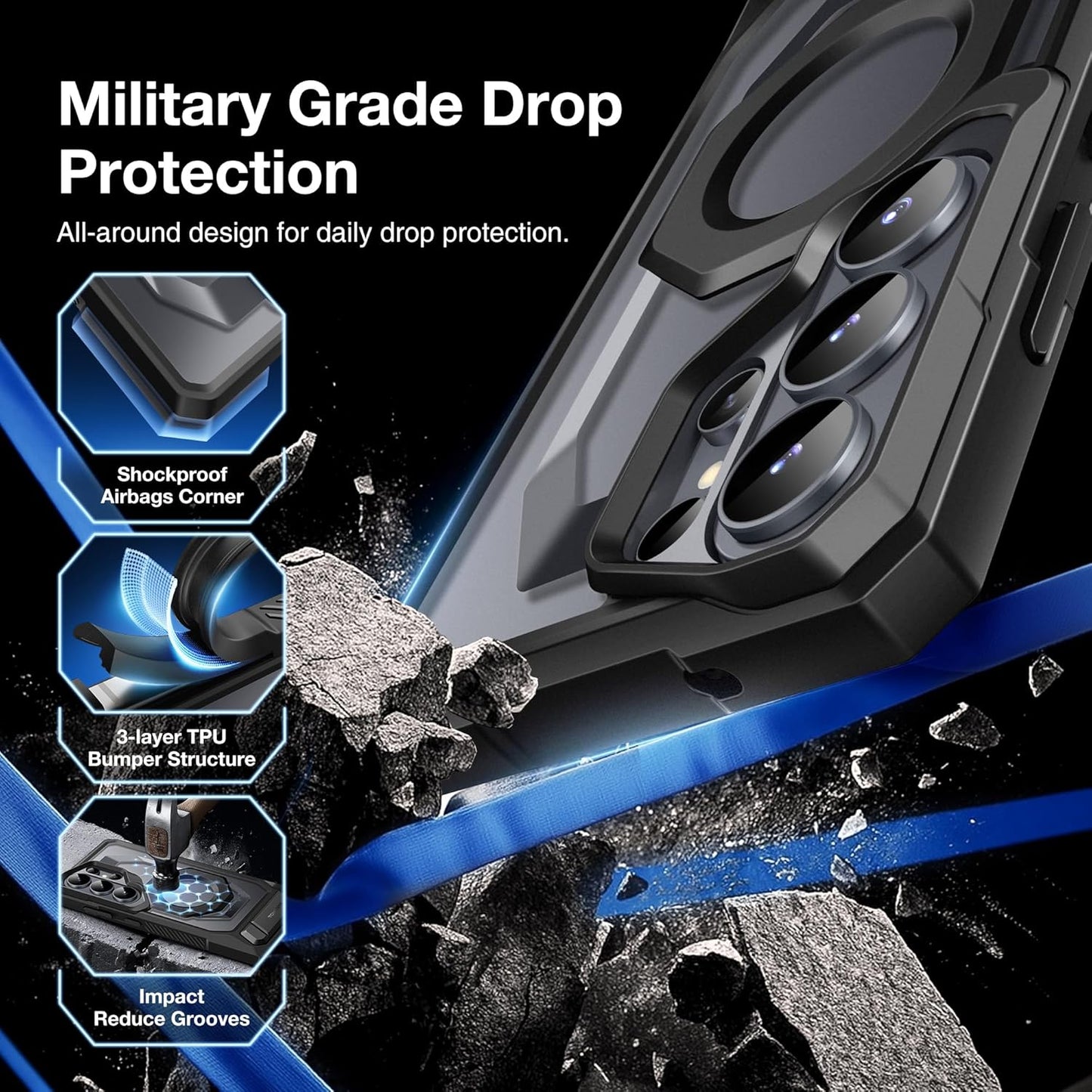 Tongate Magnetic Phone Case with Aluminum Alloy Kickstand for Galaxy S26 NEW