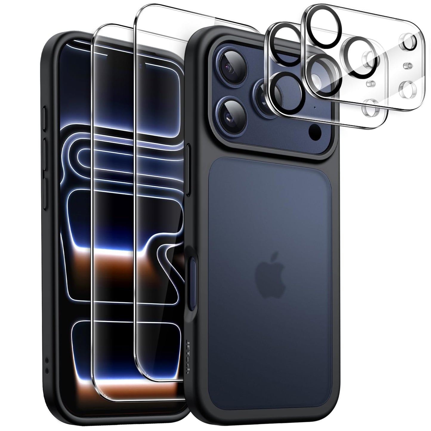 JETech Matte Black Phone Case for iPhone 17 Pro Max 6.9-Inch with Tempered DEMO