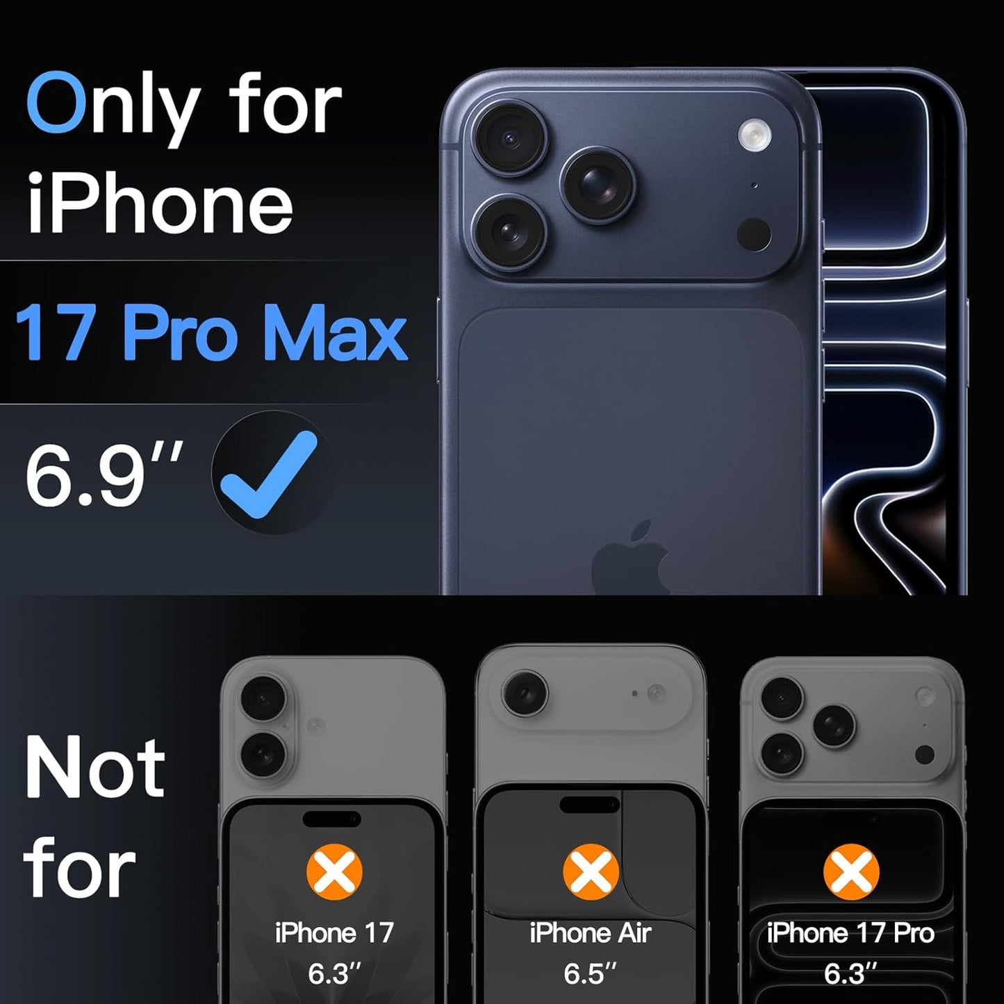 JETech Matte Black Phone Case for iPhone 17 Pro Max 6.9-Inch with Tempered DEMO
