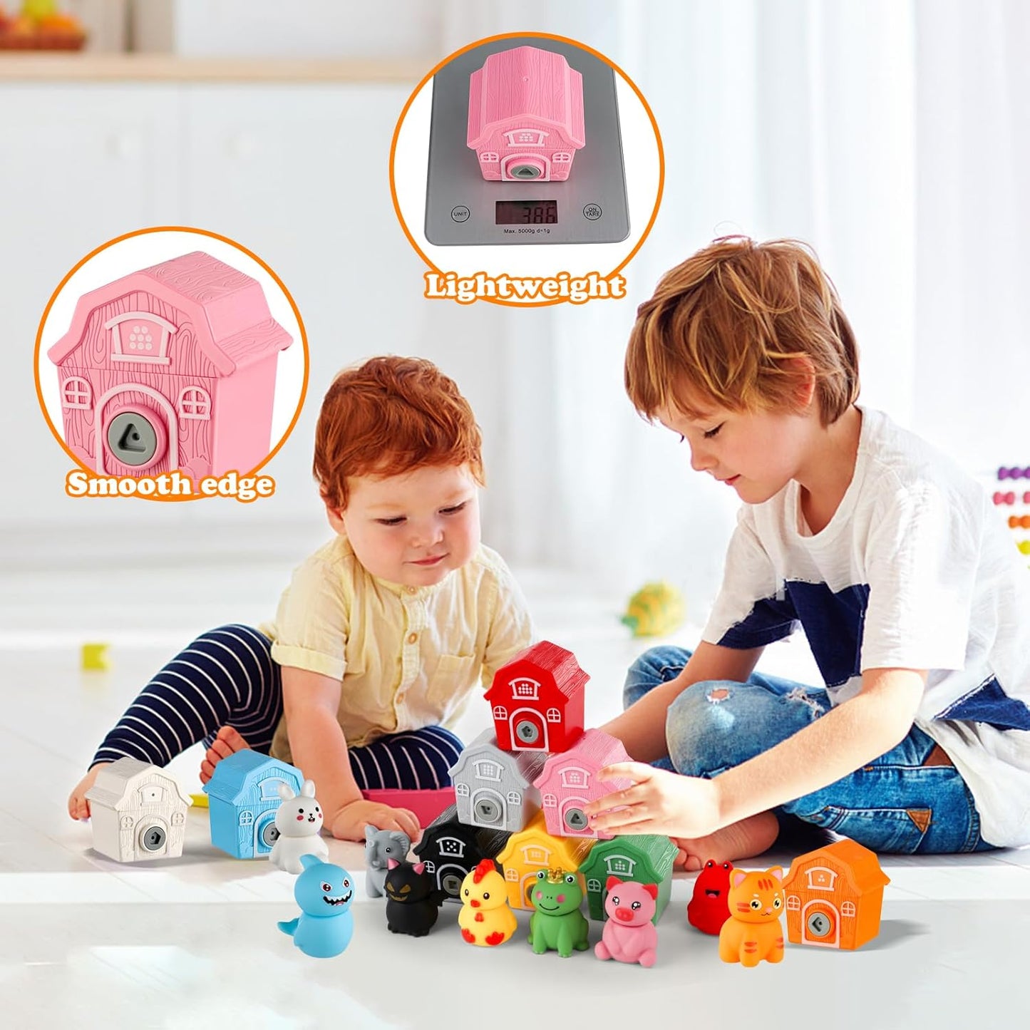 Montessori Farm Animals Sorting & Stacking Toys 10 Piece Multicoloured NEW