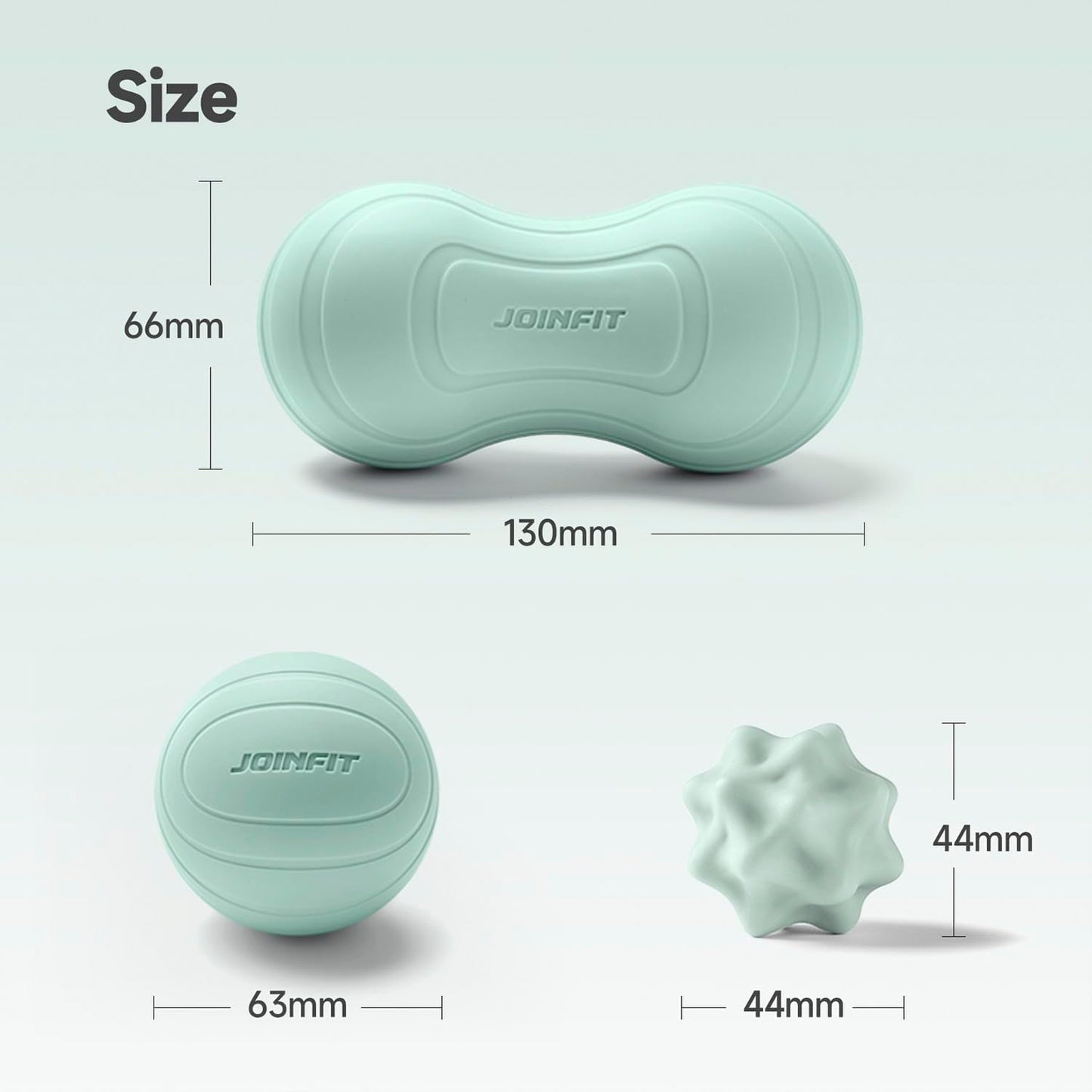 JoinFit Light Blue Massage Therapy Balls Set Spiky Lacrosse Peanut 3pcs NEW